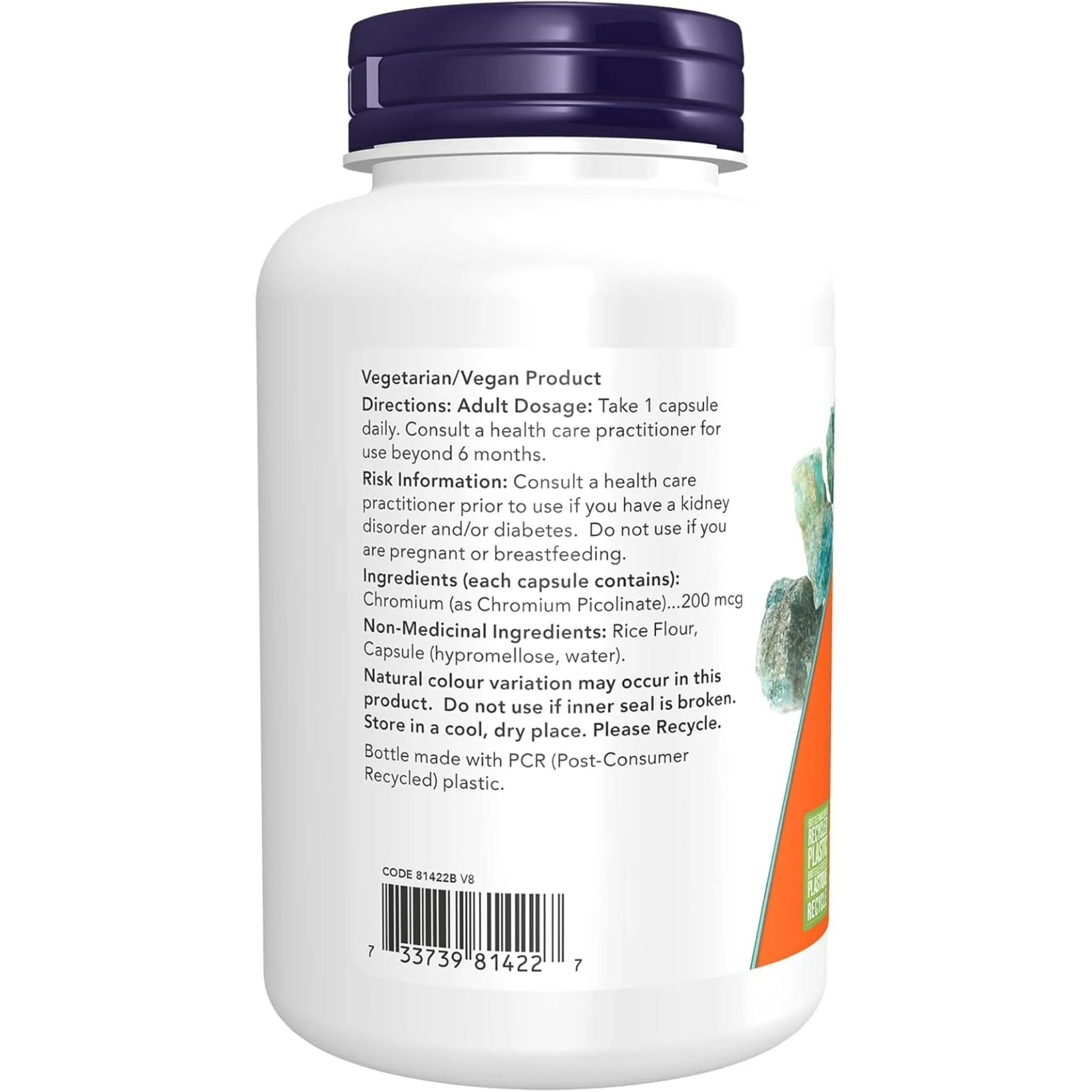 NOW Chromium Picolinate 200mcg Capsules - Image 6
