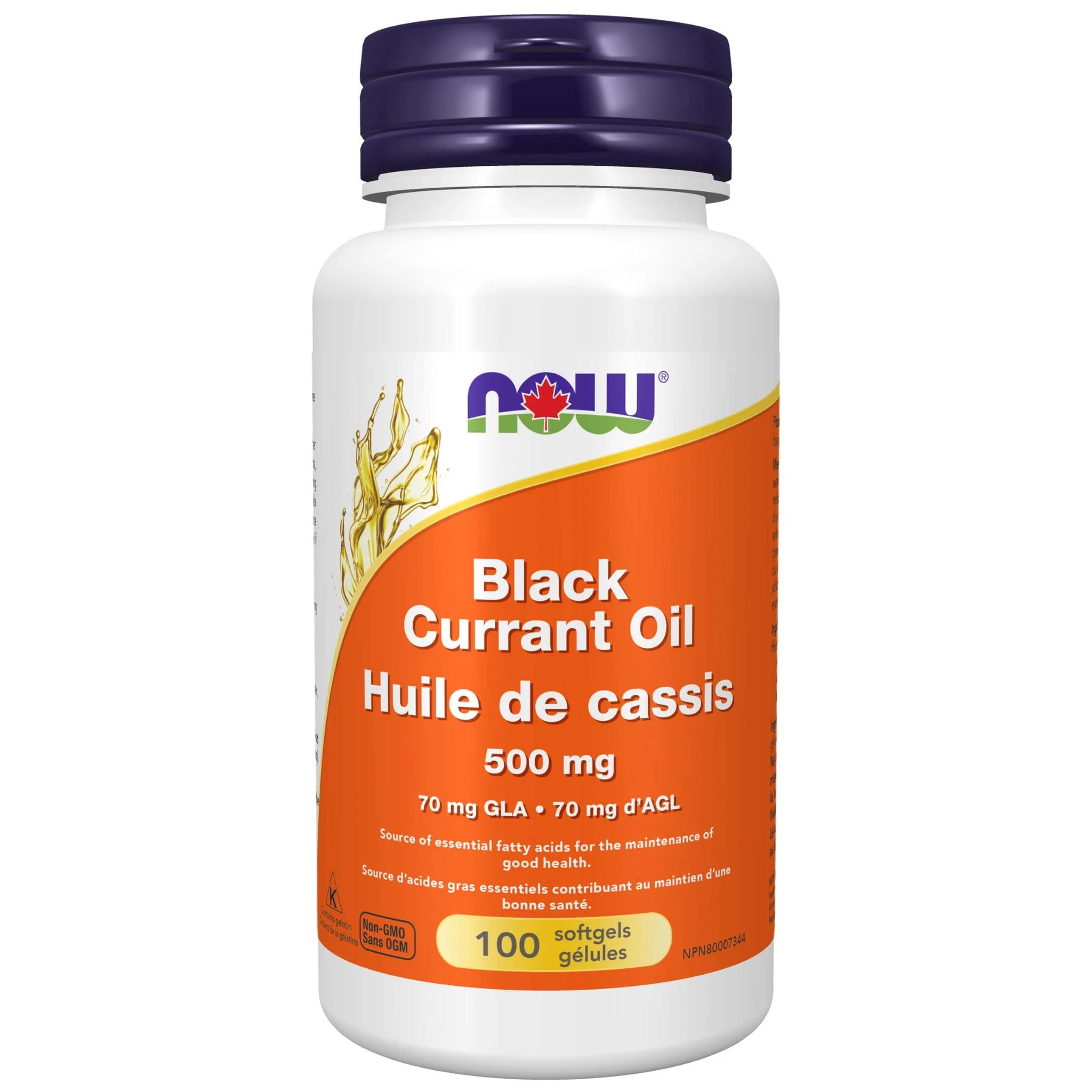 NOW Cold-Pressed Black Currant Oil 500mg with 70mg GLA, 100 Softgels