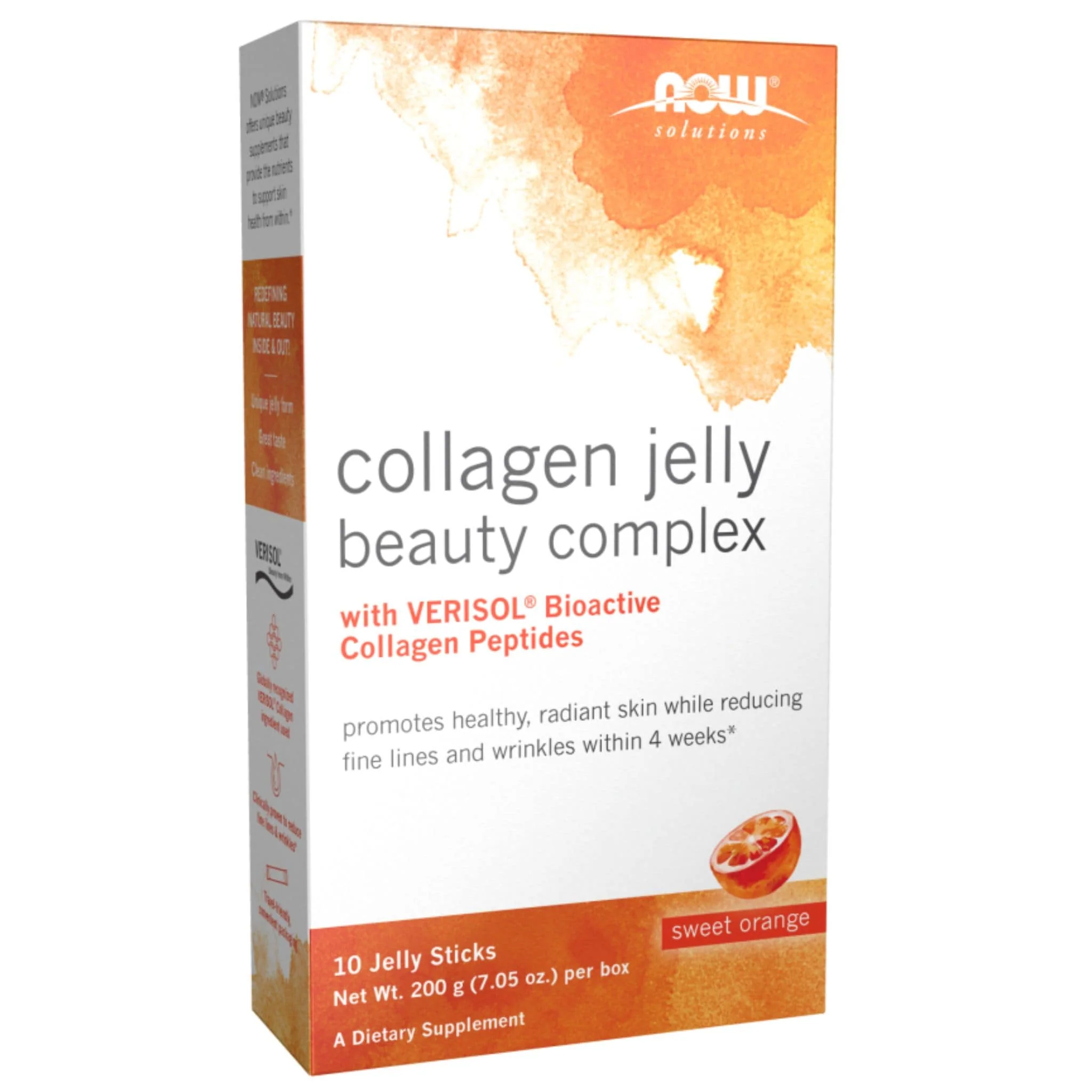 NOW Collagen Jelly Beauty Complex with Verisol Bioactive Collagen Peptides, 20g x 10 Jelly Sticks