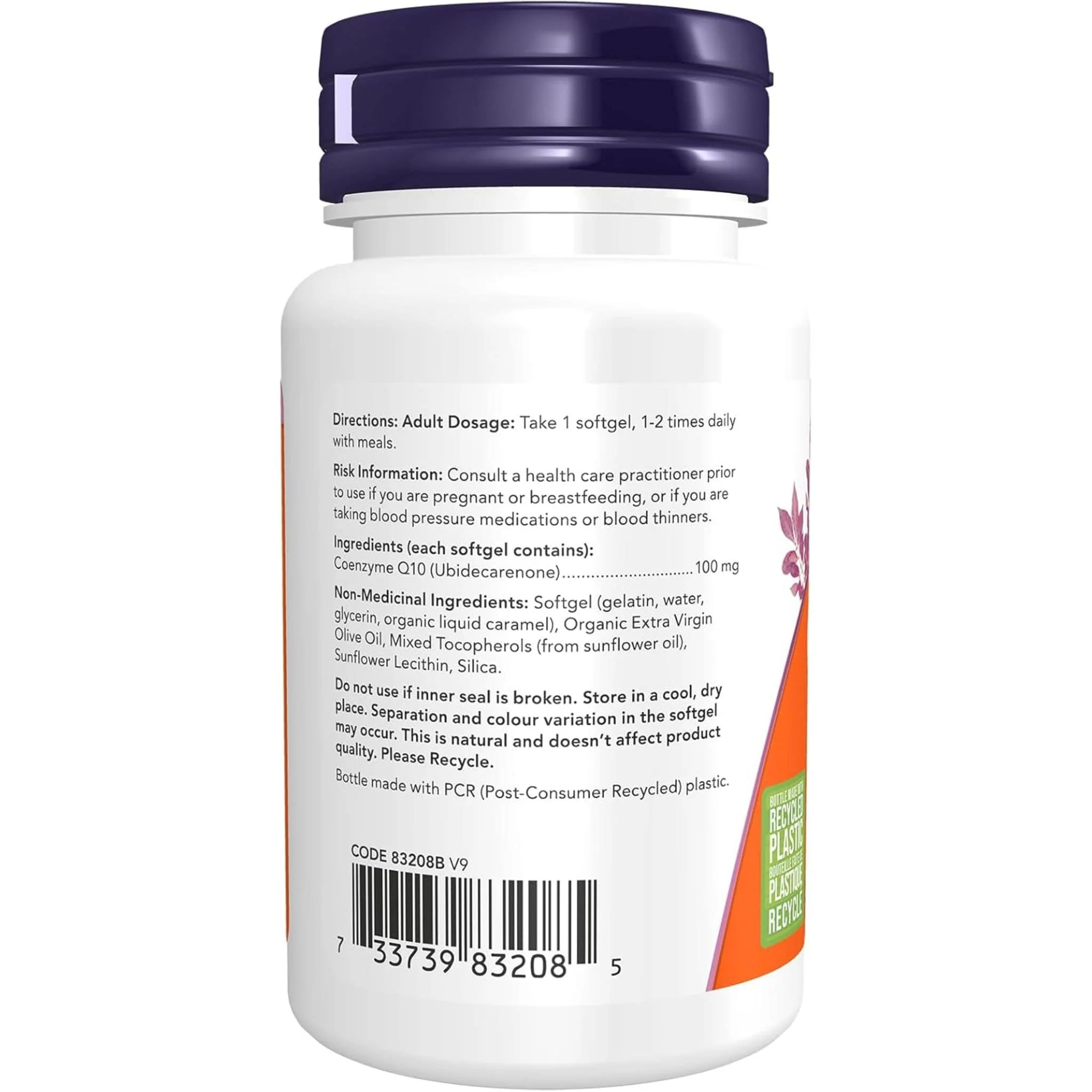 NOW CoQ10 100mg with Vitamin E, 50 Softgels - Image 2