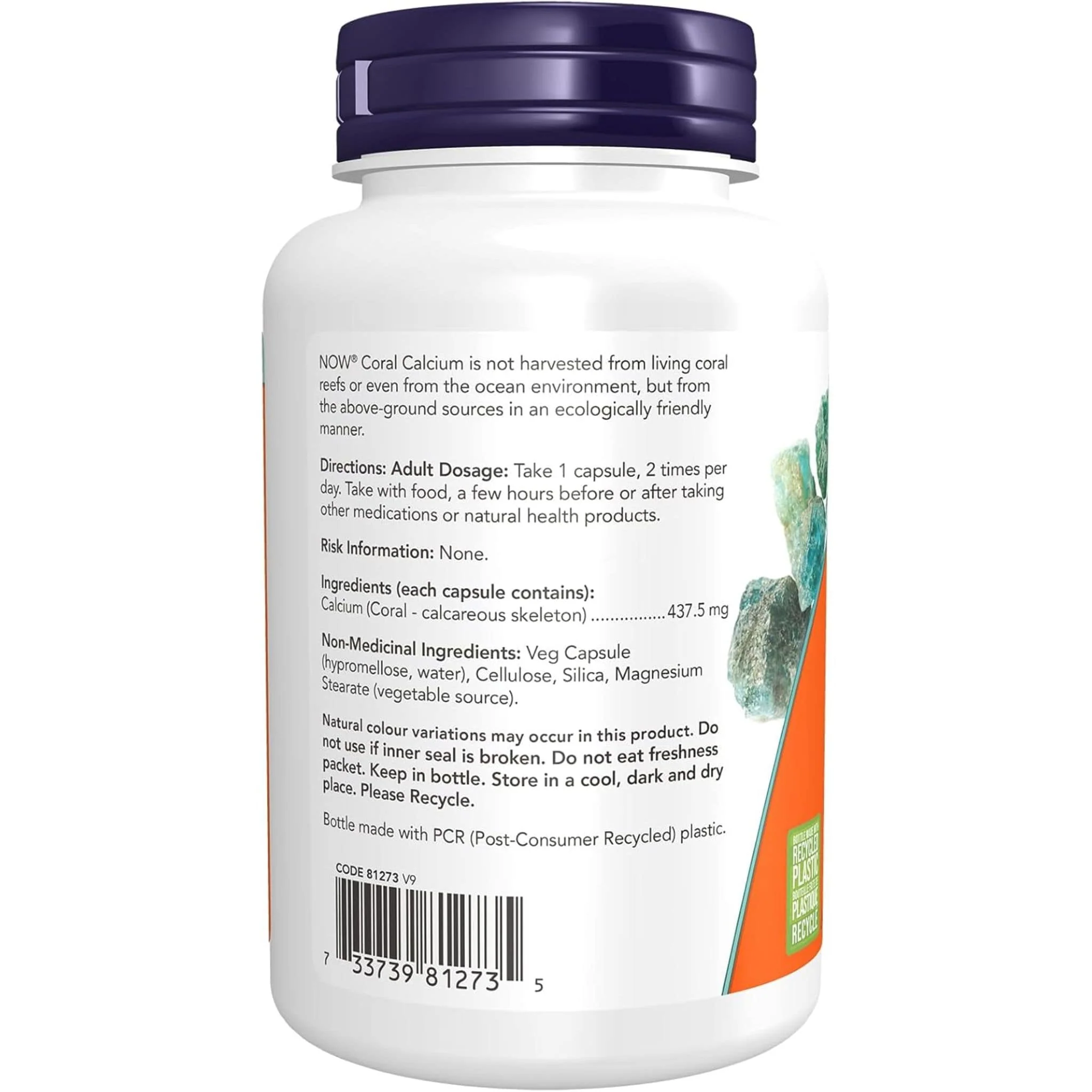 NOW Coral Calcium 1000mg, 100 VCaps - Image 3