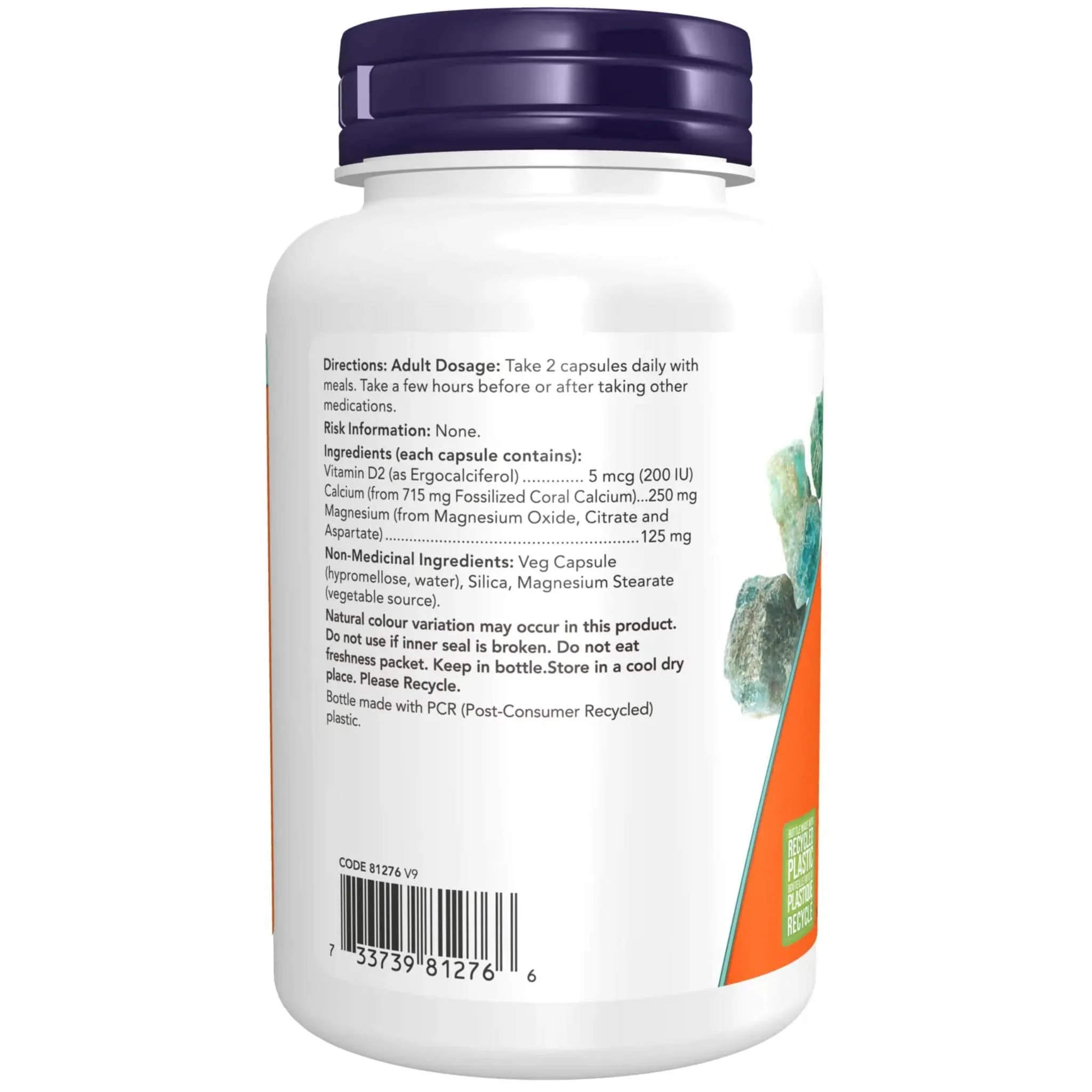 NOW Coral Calcium Plus + Magnesium & Vitamin D, 100 VCaps - Image 2