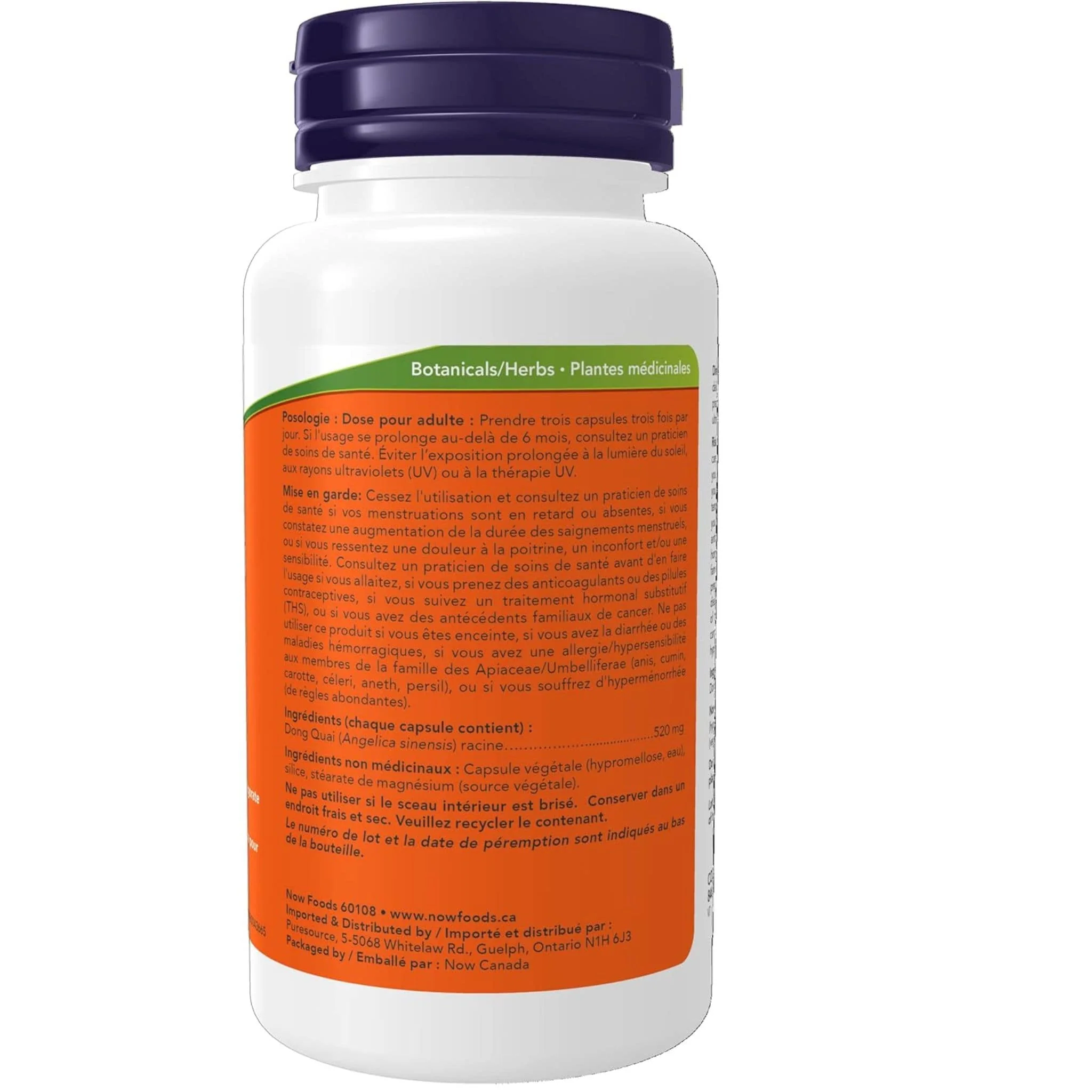 NOW Dong Quai, 520mg, 100 Capsules - Image 3