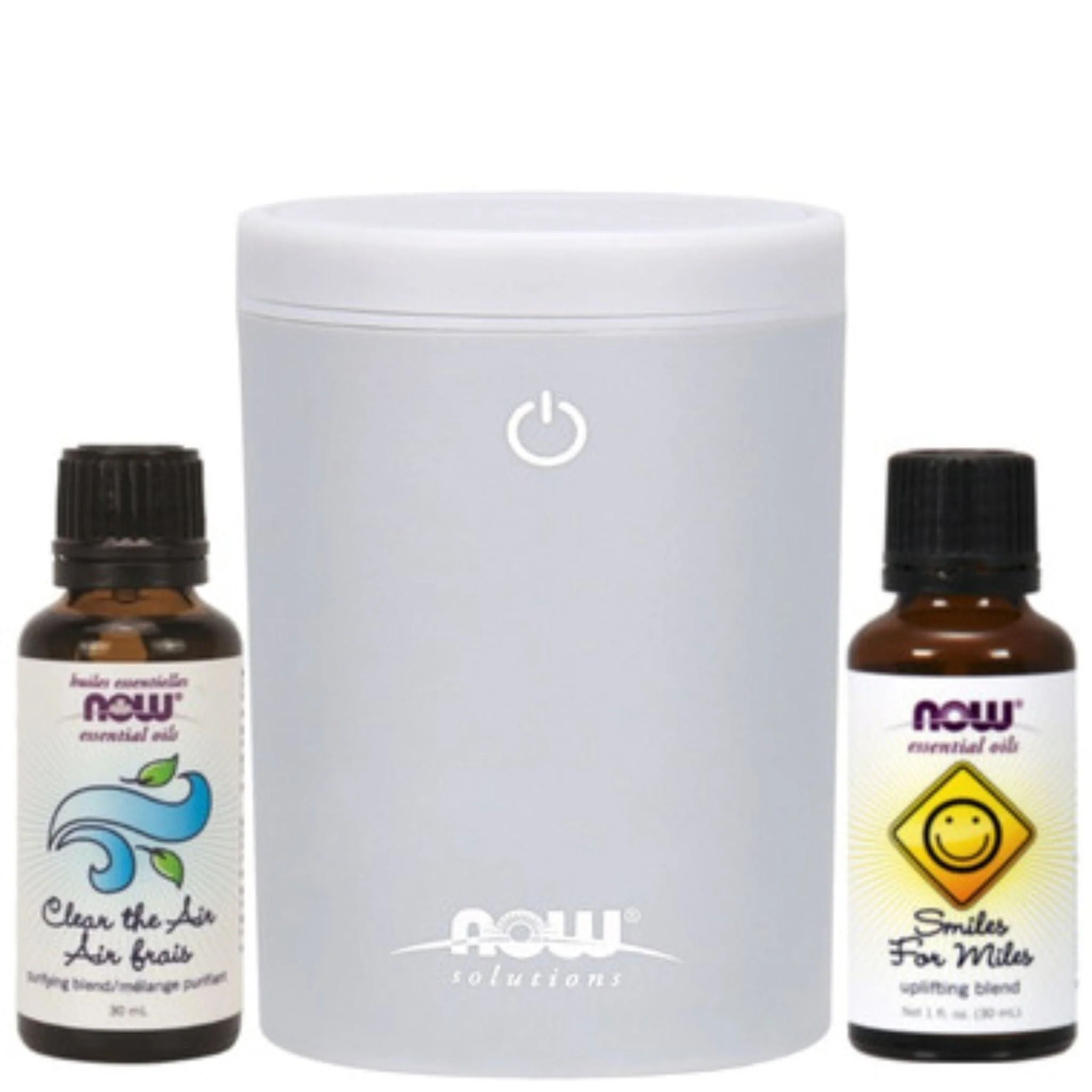 NOW Essential Oil Diffuser Gift Set (Clear The Air+Smiles For Miles+USB Diffuser)