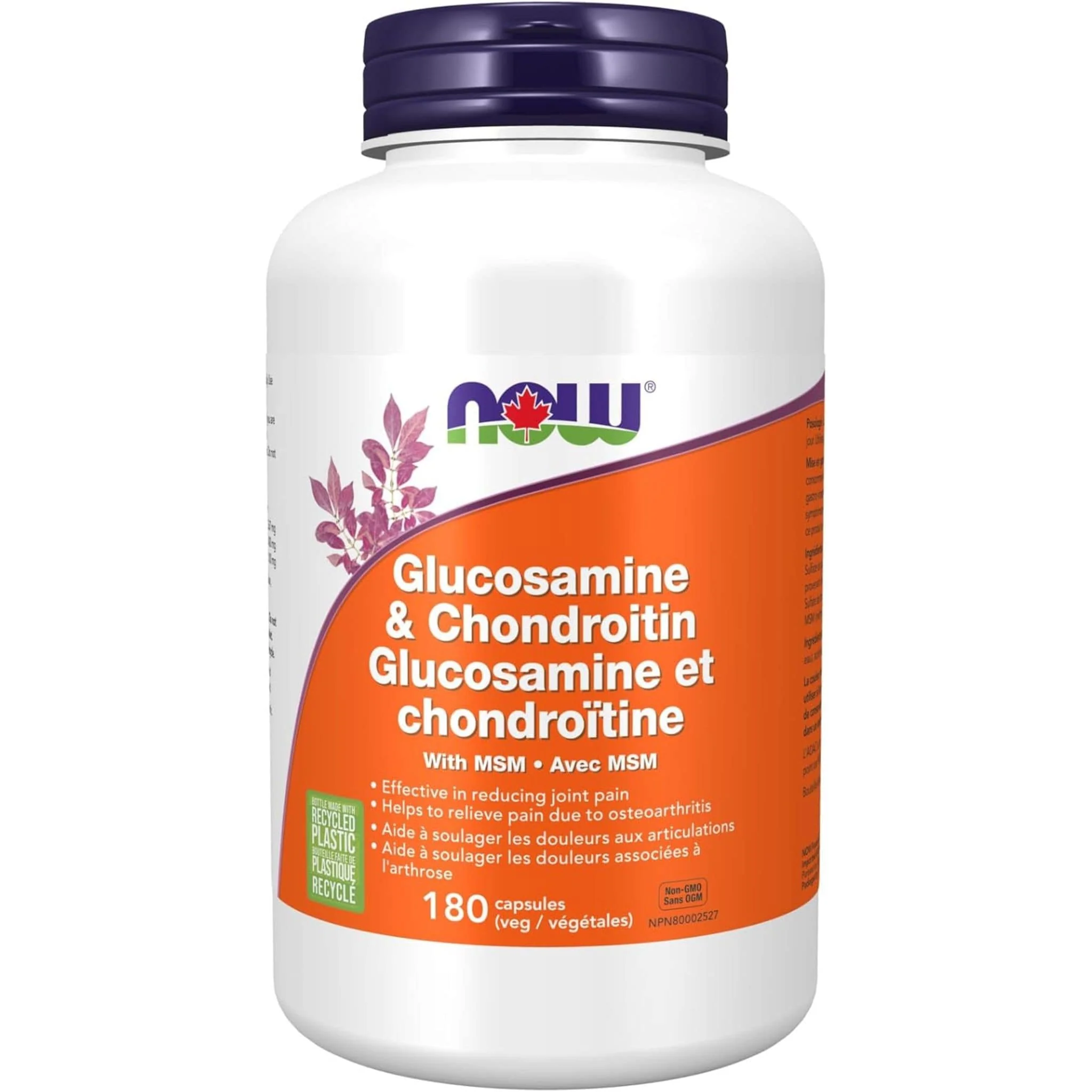 NOW Glucosamine & Chondroitin with MSM Capsules, 180 Capsules - Image 2