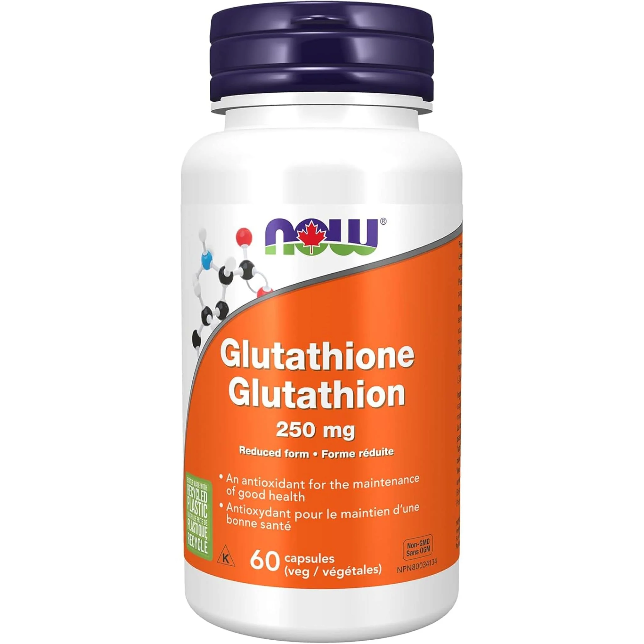 NOW Glutathione 250mg, 60 Vegetable Capsules - Image 2