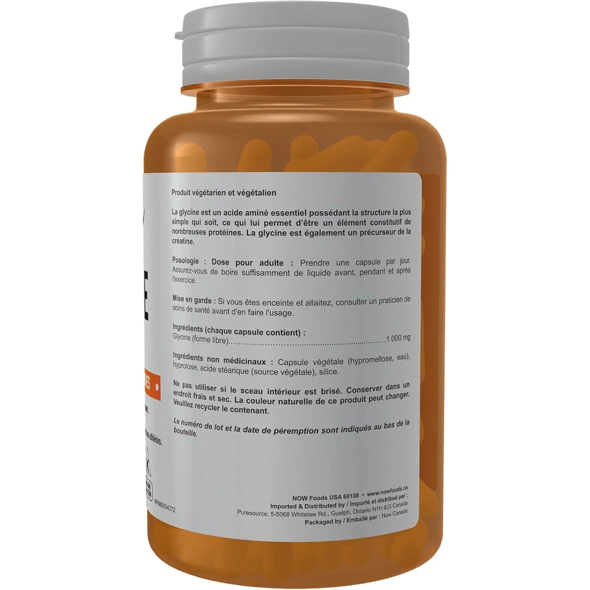 NOW Glycine, 1000mg, 100 Capsules - Image 2