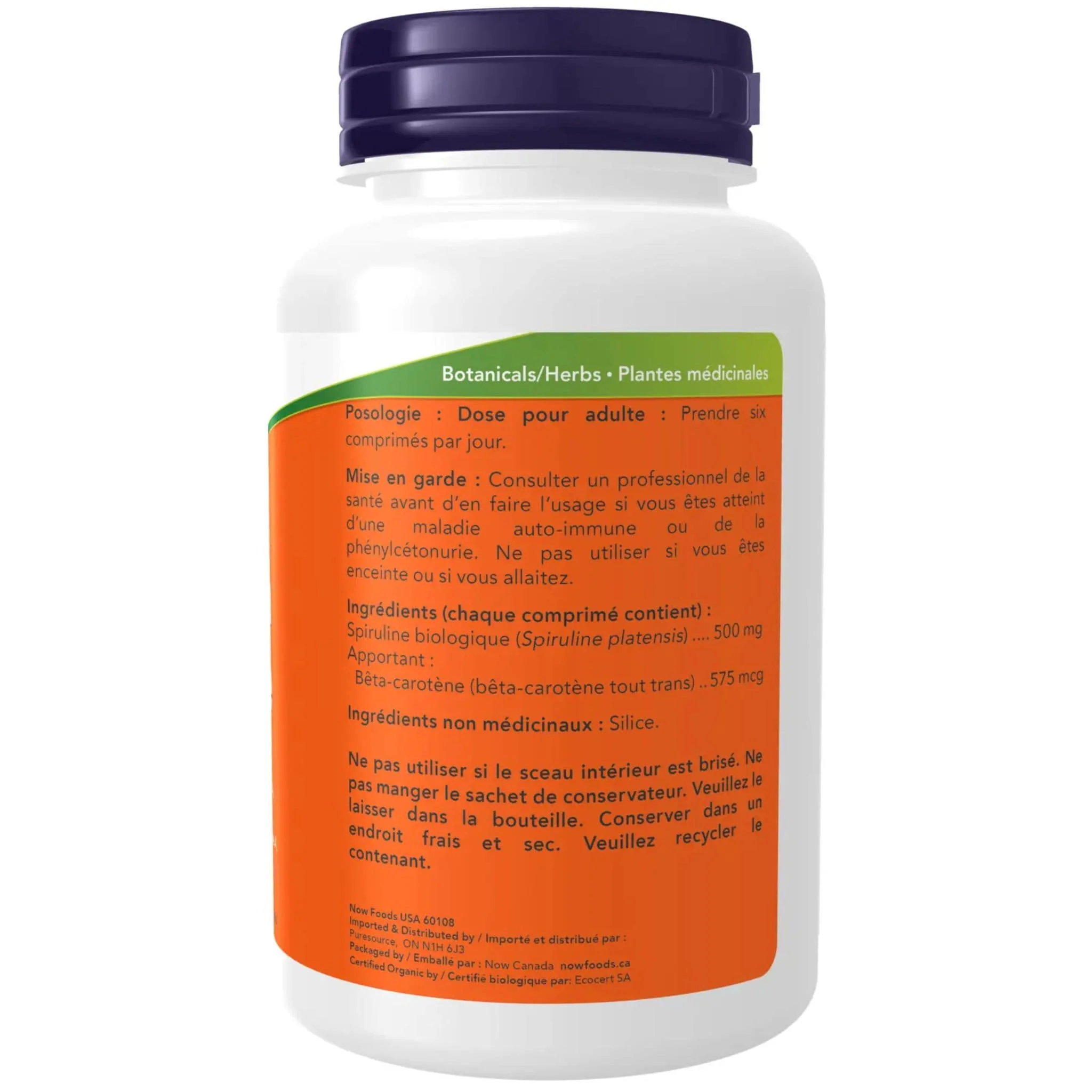NOW Organic Spirulina 500mg (100% Natural) - Image 4