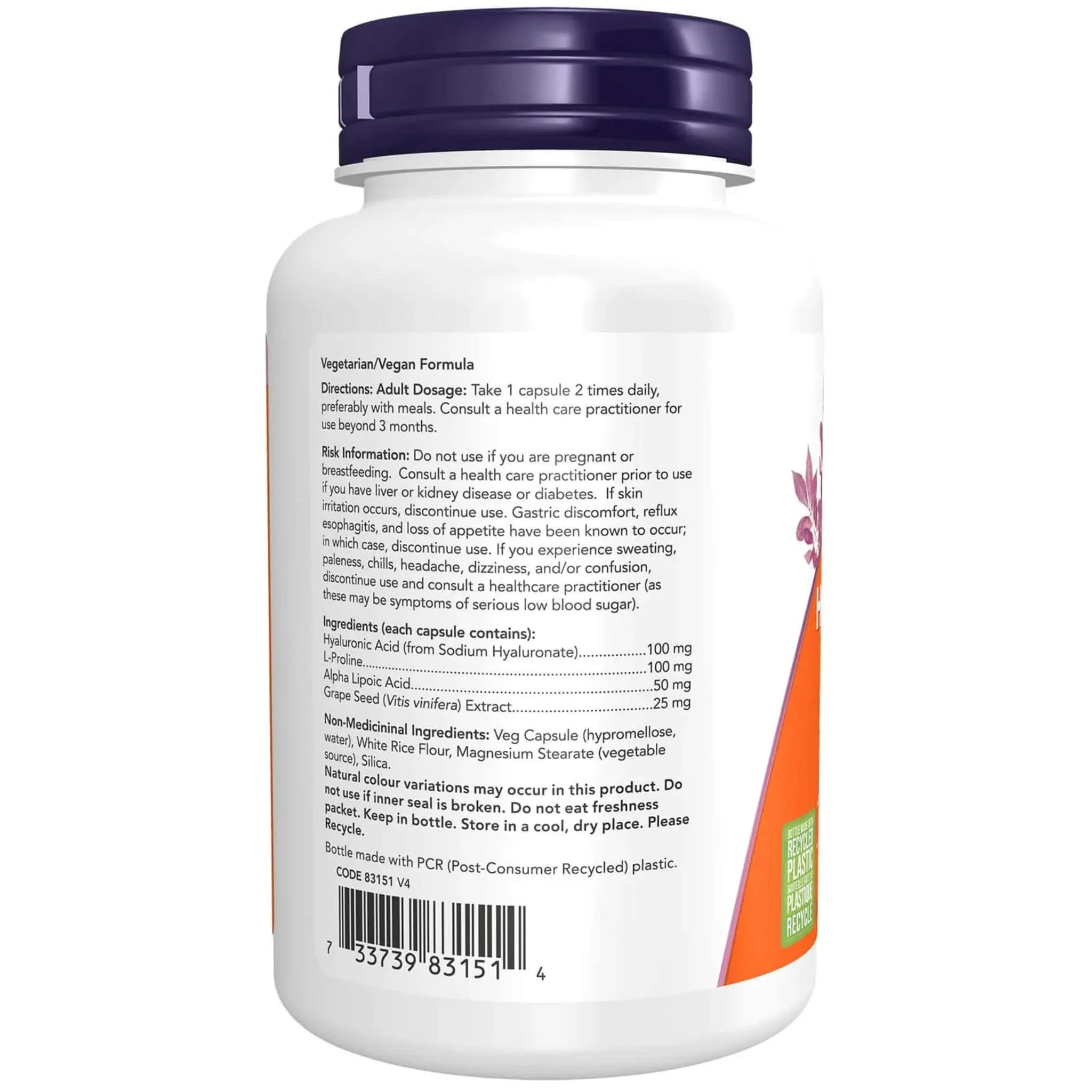 NOW Hyaluronic Acid 100mg, With Antioxidants, Supports Joint Health and Helps Boost Collagen Production and Skin Hydration, 60-120 Vegetable Capsules - Image 8