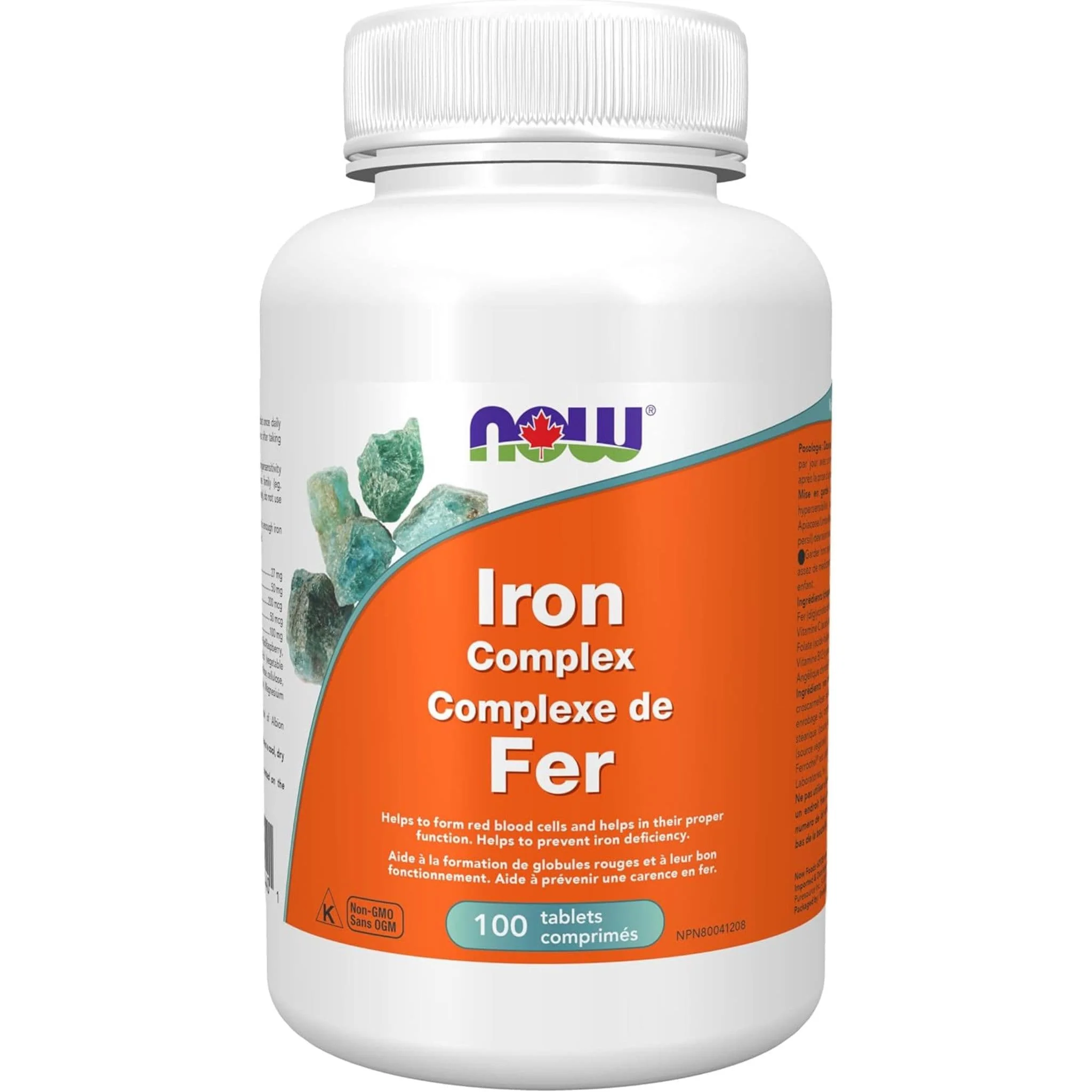NOW Iron Complex (Ferrochel Chelated Iron Bisglycinate 27mg), 100 Tablets