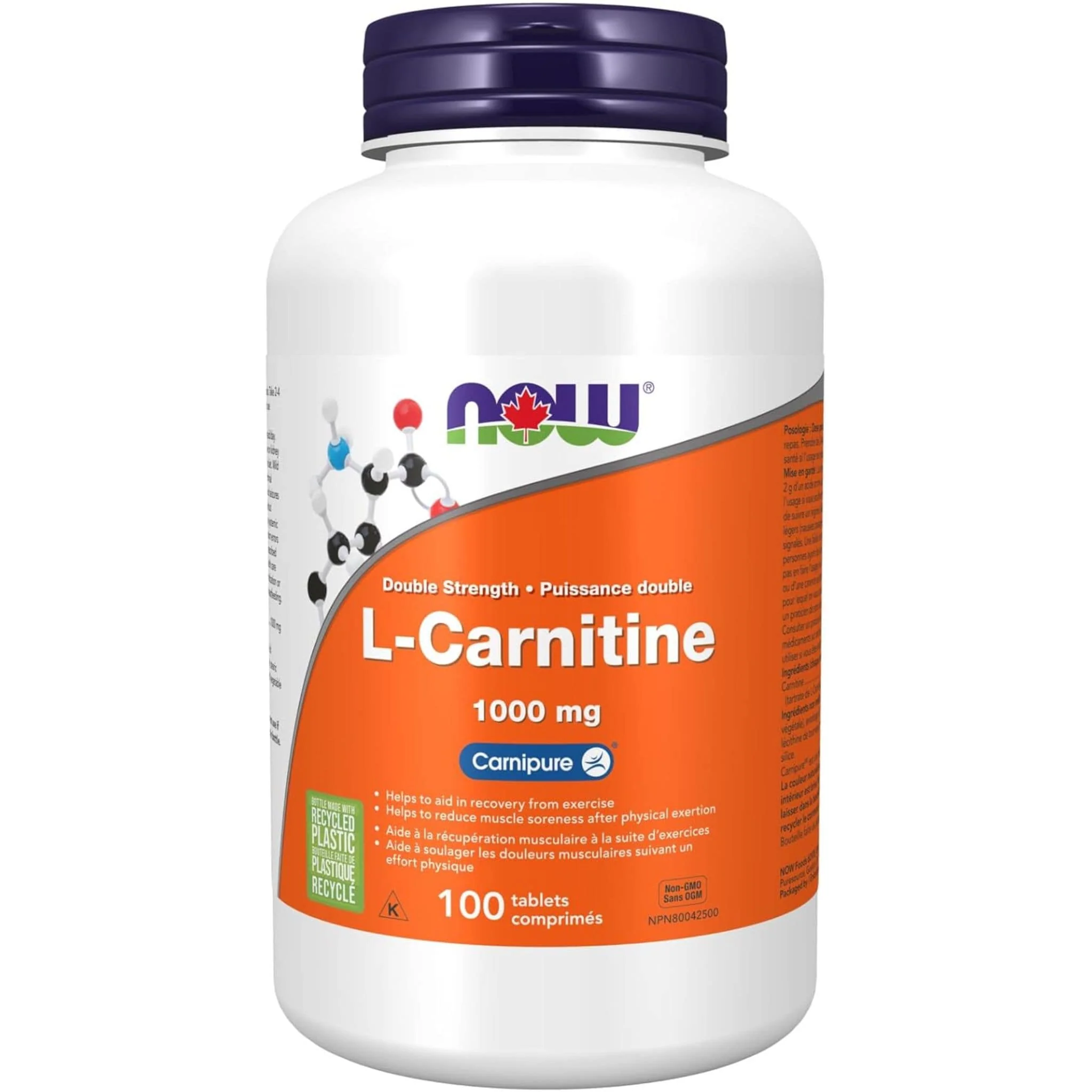 NOW L-Carnitine 1000mg (Double Strength Carnipure), 100 Tablets - Image 2
