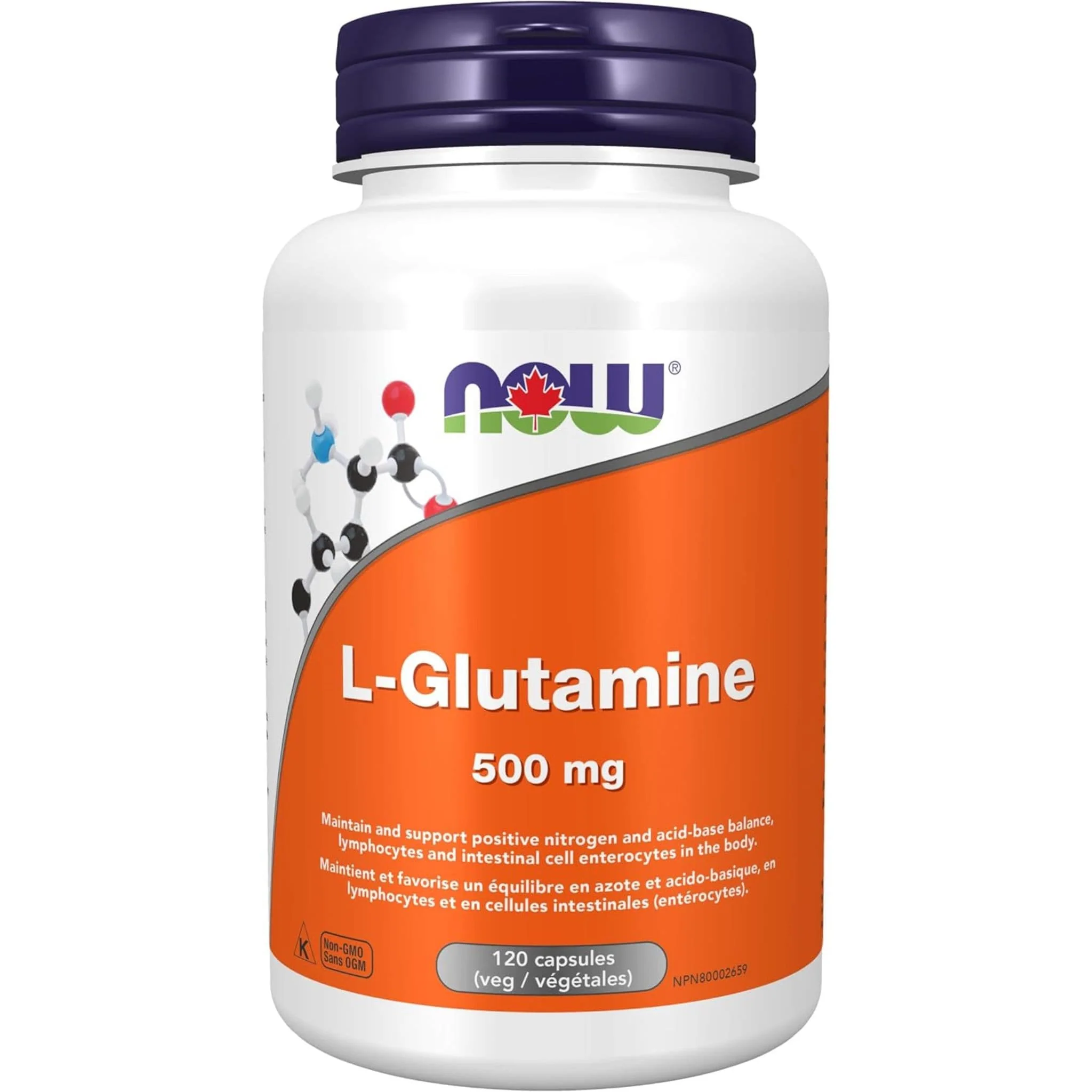 NOW L-Glutamine 500mg, Free Form, 120 Capsules