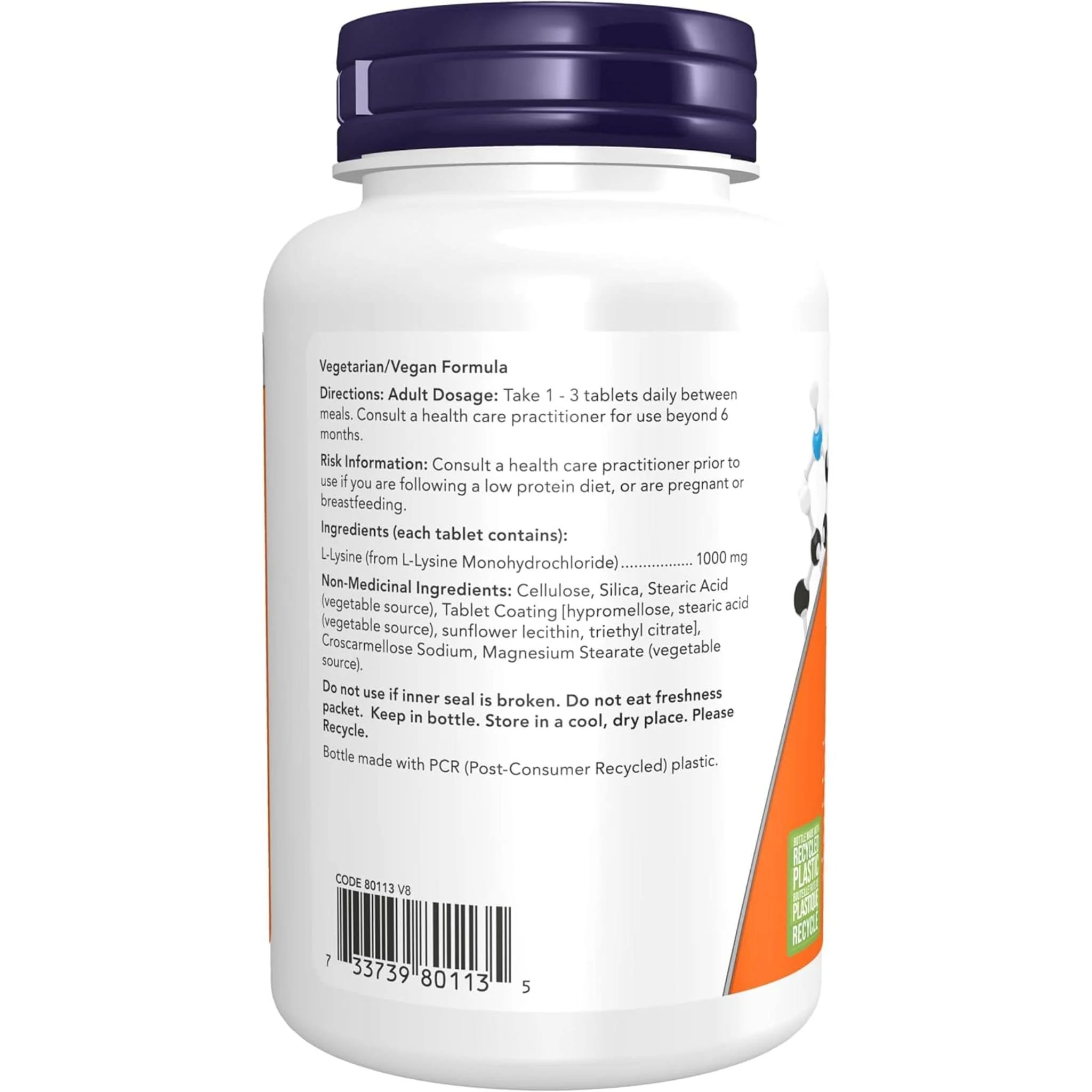 NOW L-Lysine 1000mg (Double Strength), 100 Tablets - Image 2