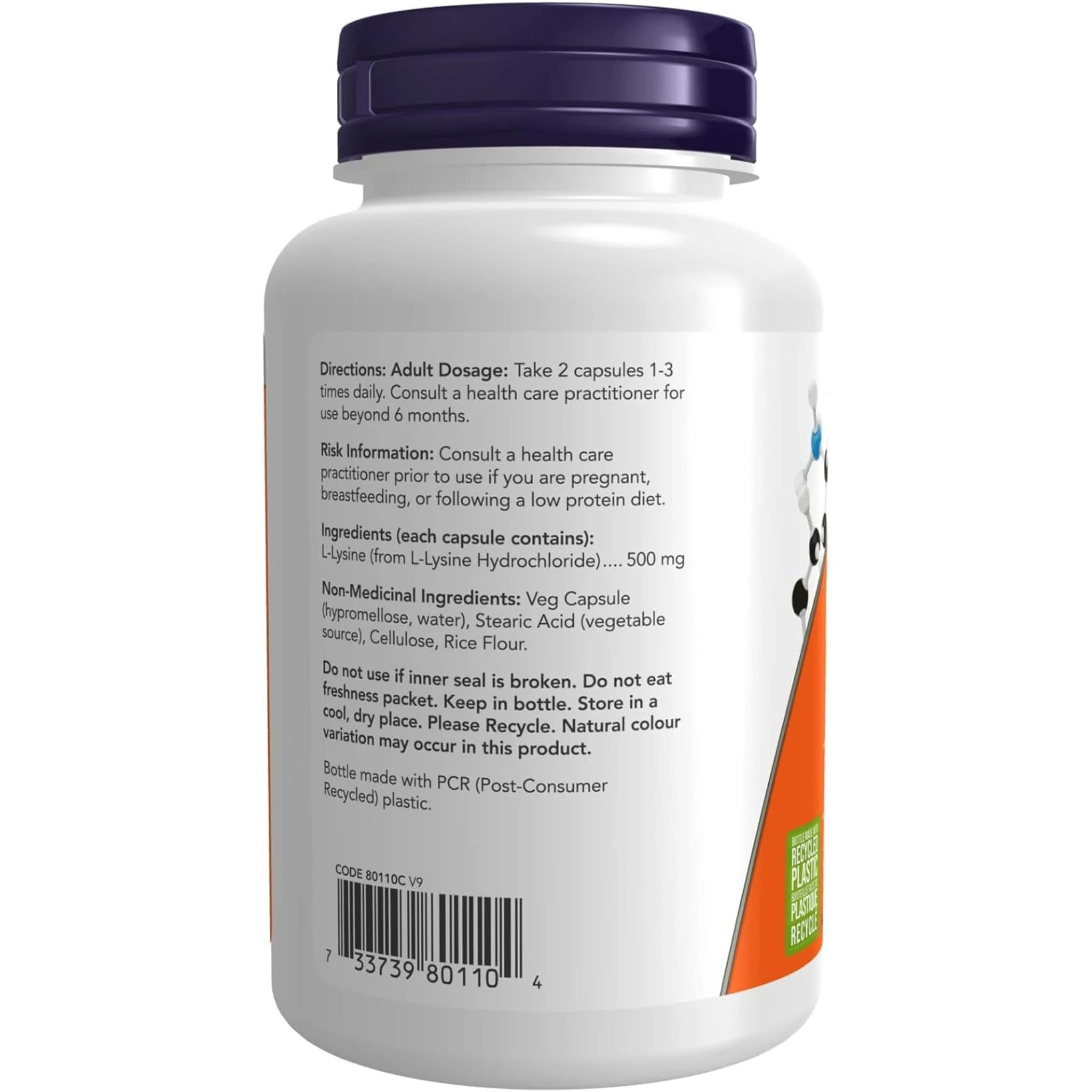 NOW L-Lysine 500mg, Capsules - Image 3