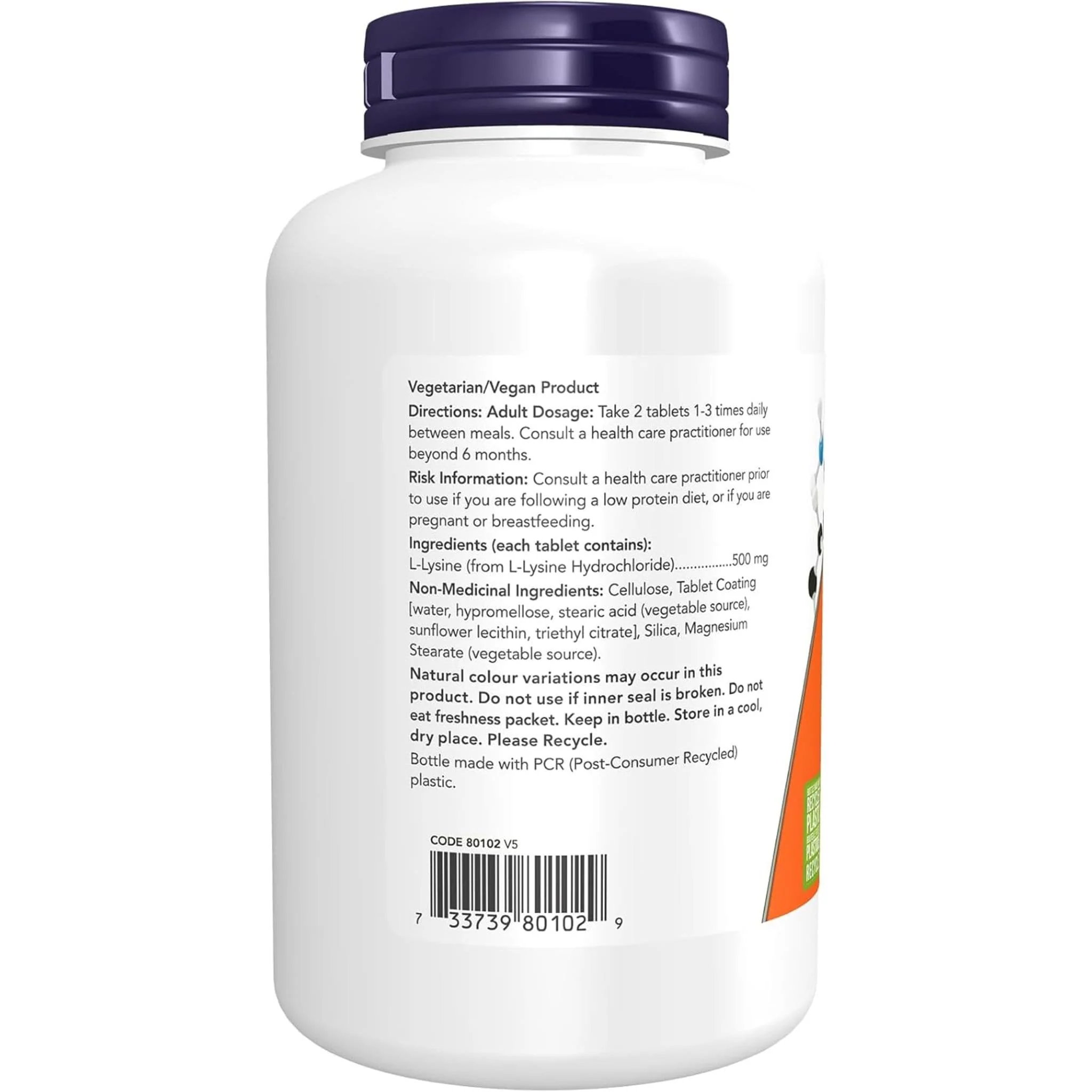 NOW L-Lysine, 500mg, Tablets - Image 3