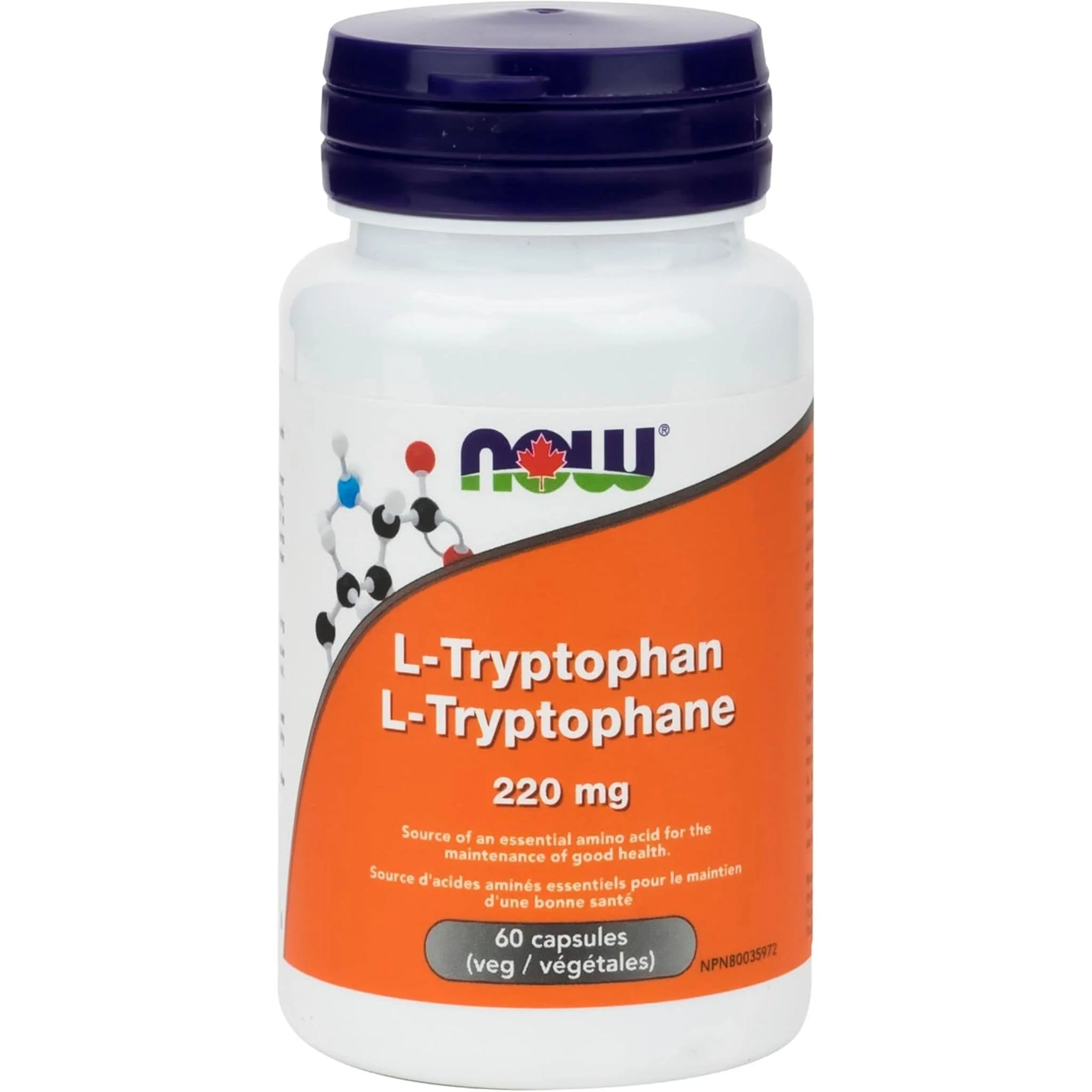 NOW L-Tryptophan, 220mg, 60 Vcaps - Image 2