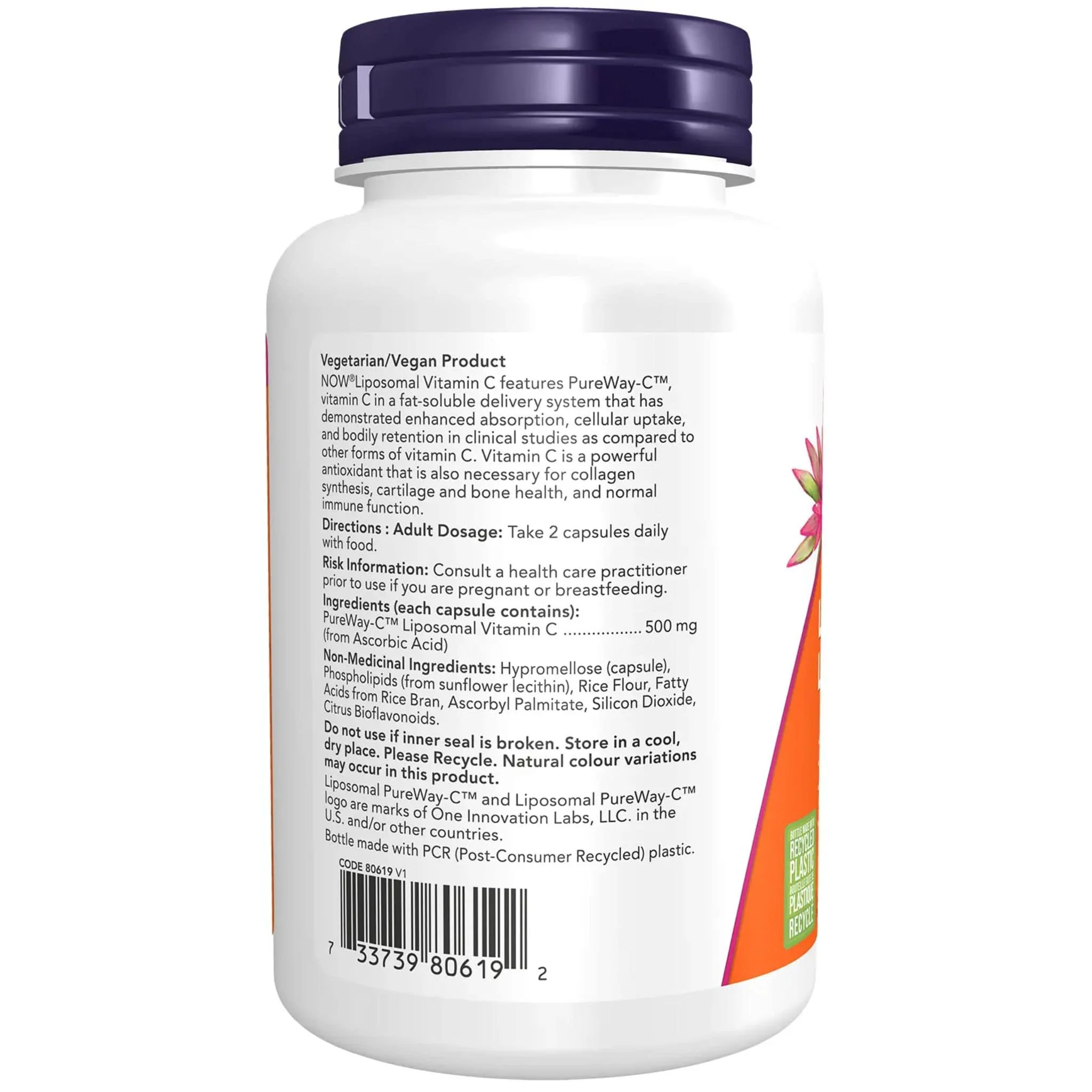 NOW Liposomal Vitamin C 1000mg, 120 Vegetable Capsules - Image 3