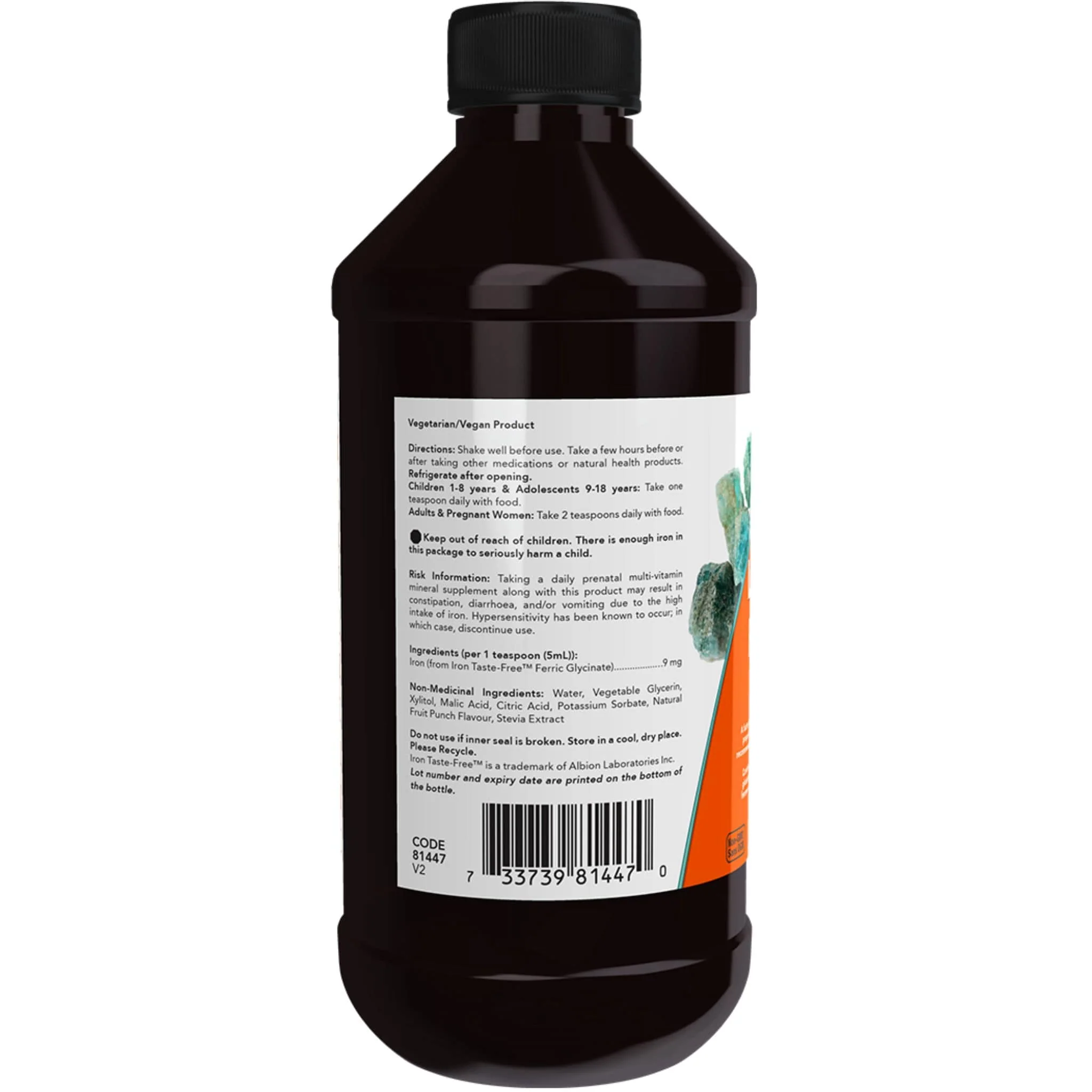 NOW Liquid Iron, Iron Taste Free Ferric Glycinate, 237mL - Image 3