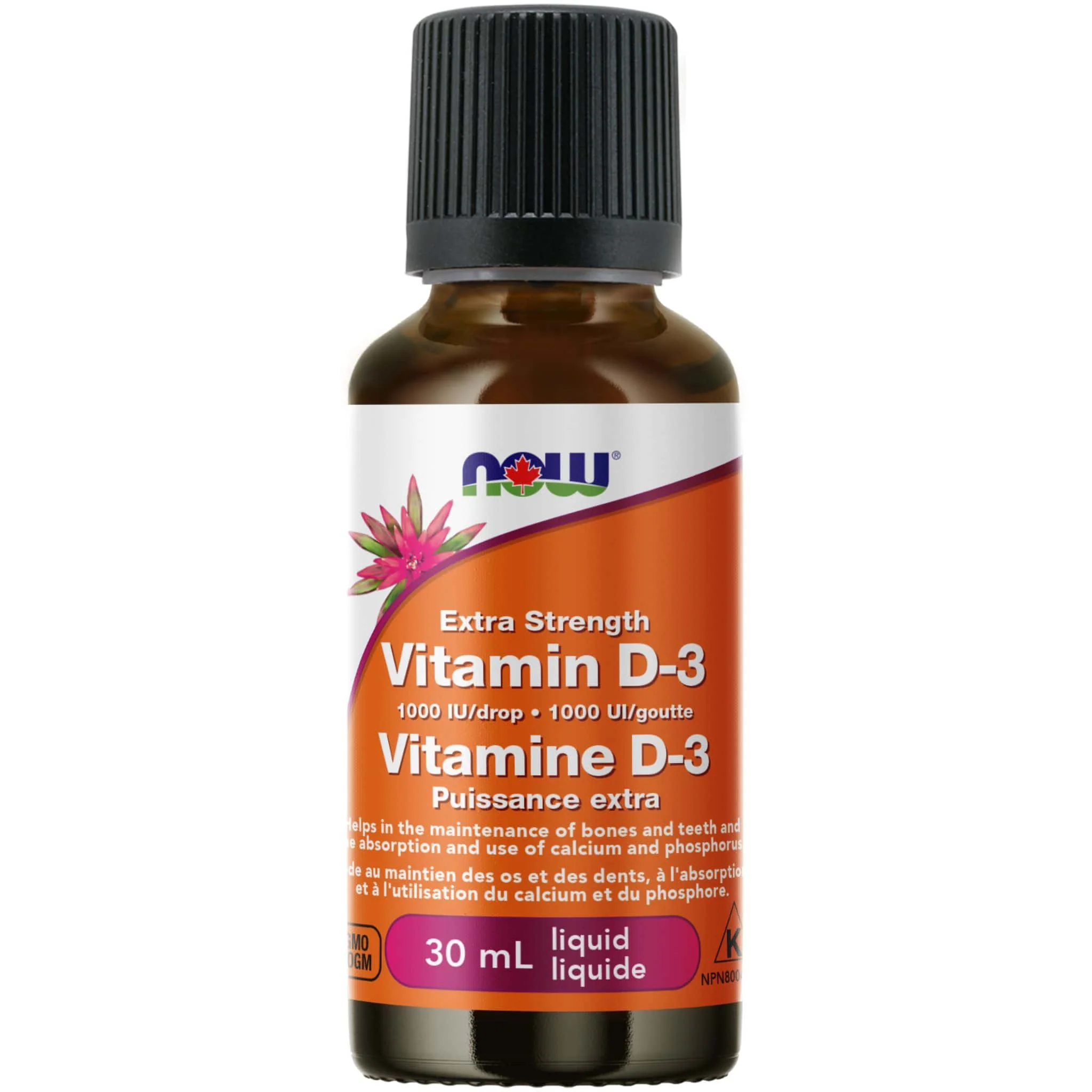 NOW Liquid Vitamin D3 Drops, Extra Strength, 1000IU, 750 Drops, 30ml