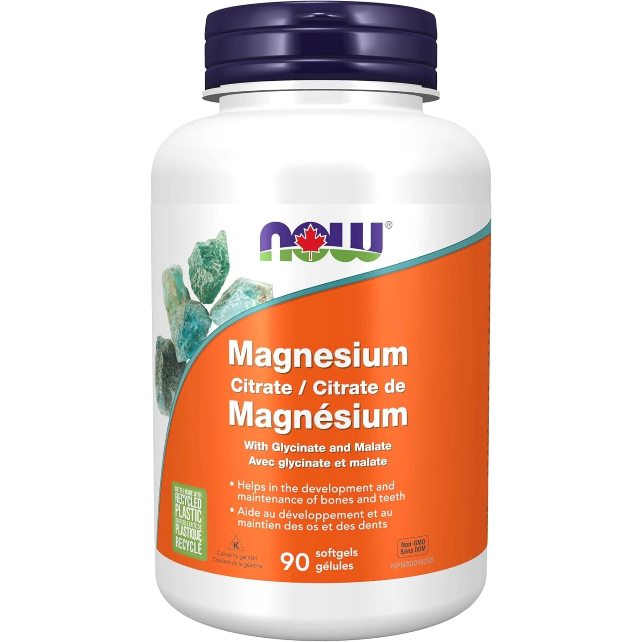 NOW Magnesium 134mg Complex, Magnesium Citrate, Magnesium Glycinate, Magnesium Malate Softgels - Image 2