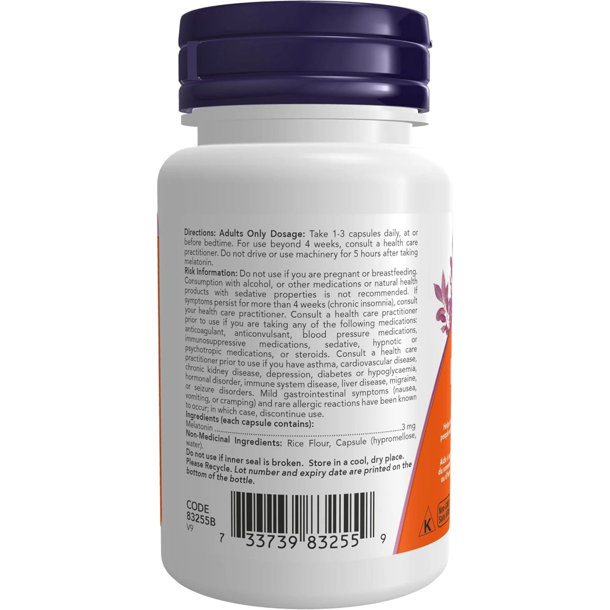 NOW Melatonin, 3mg - Image 2