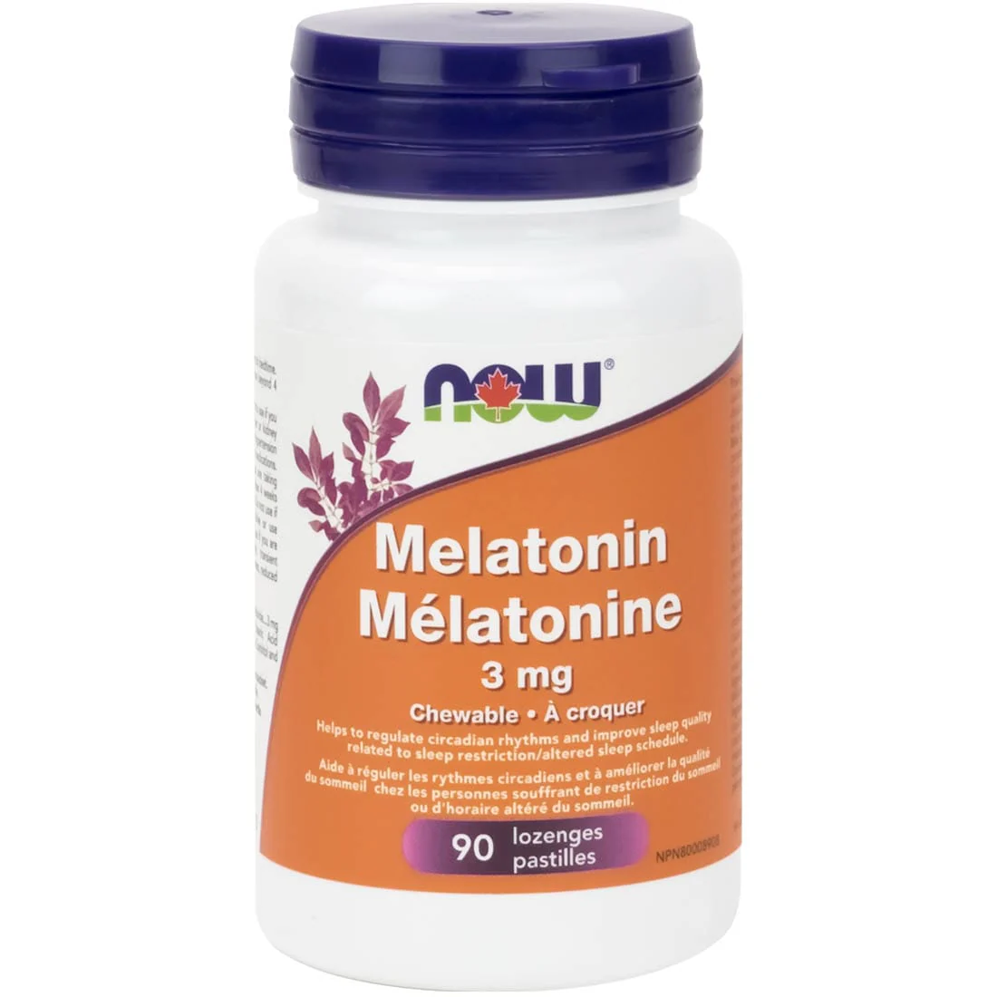 NOW Chewable Melatonin 3mg with Vitamin B6, Peppermint Flavoured Chewable Lozenges - Image 6