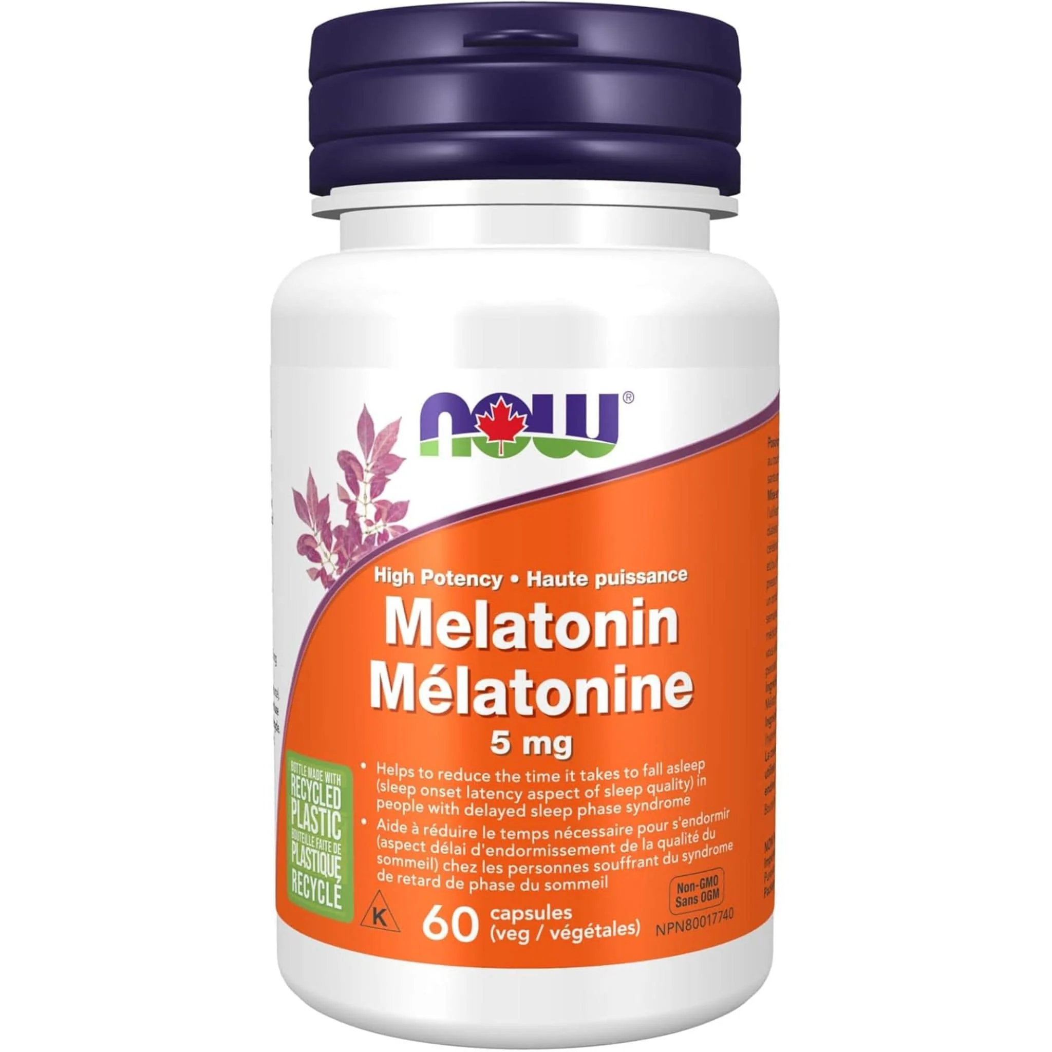 NOW Melatonin 5mg Capsules, Premium Quality, Helps Regulate Sleep Cycle - Image 2