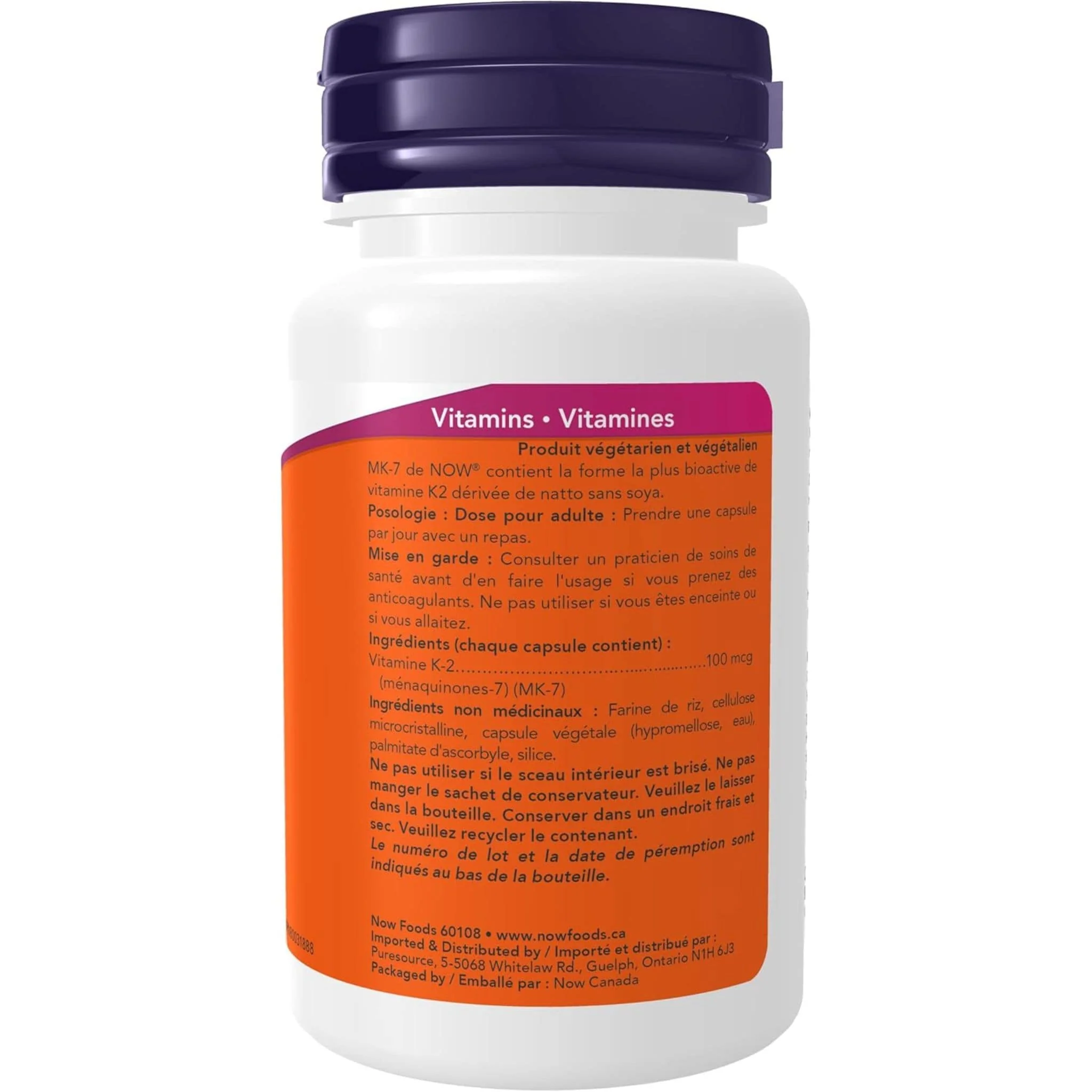 NOW MK-7 Vitamin K2, 100mcg, 60 Vcaps - Image 3