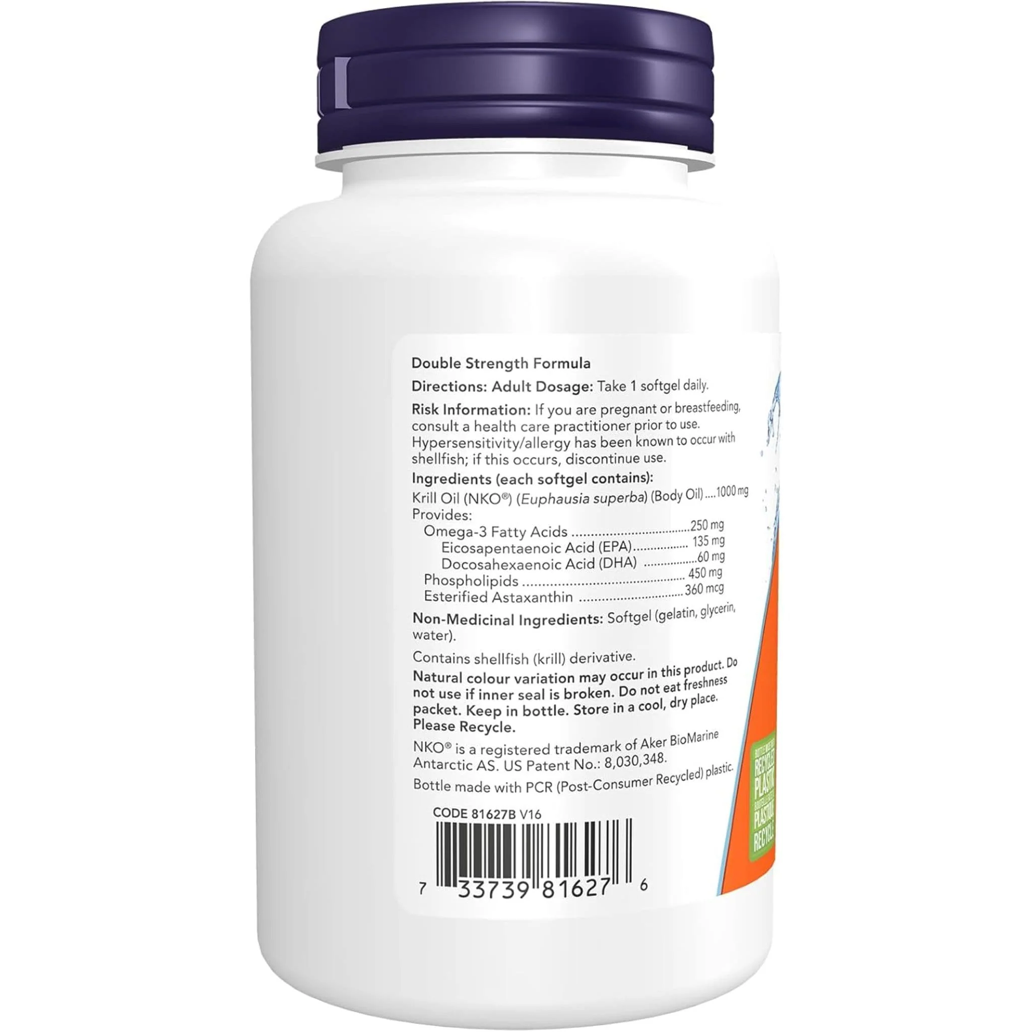NOW Neptune Krill Oil 1000mg, Double Strength, 100% Pure NKO, 60 Enteric Coated Softgels - Image 3