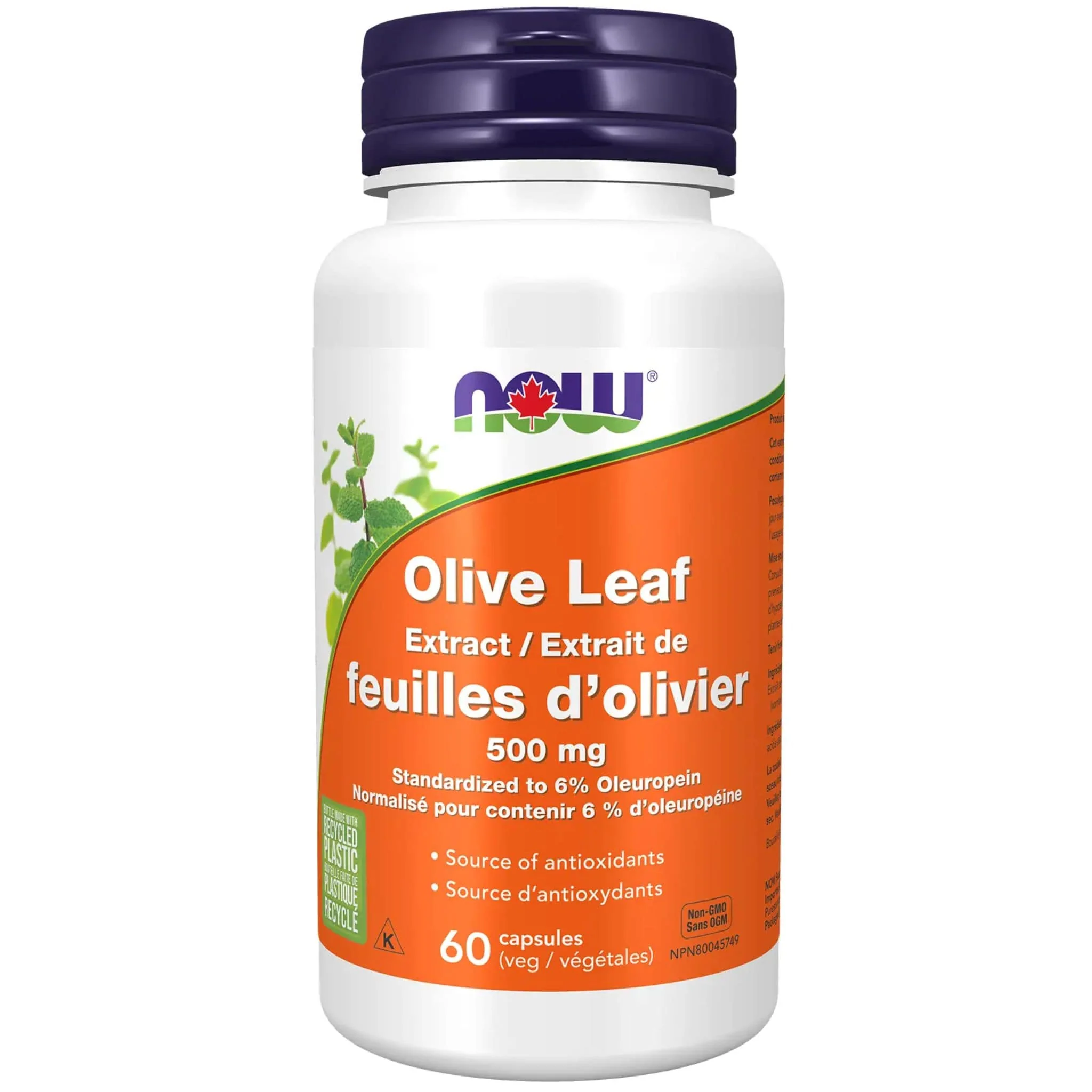 NOW Olive Leaf Extract, Standardized to 6%, 500mg, 60 VCaps