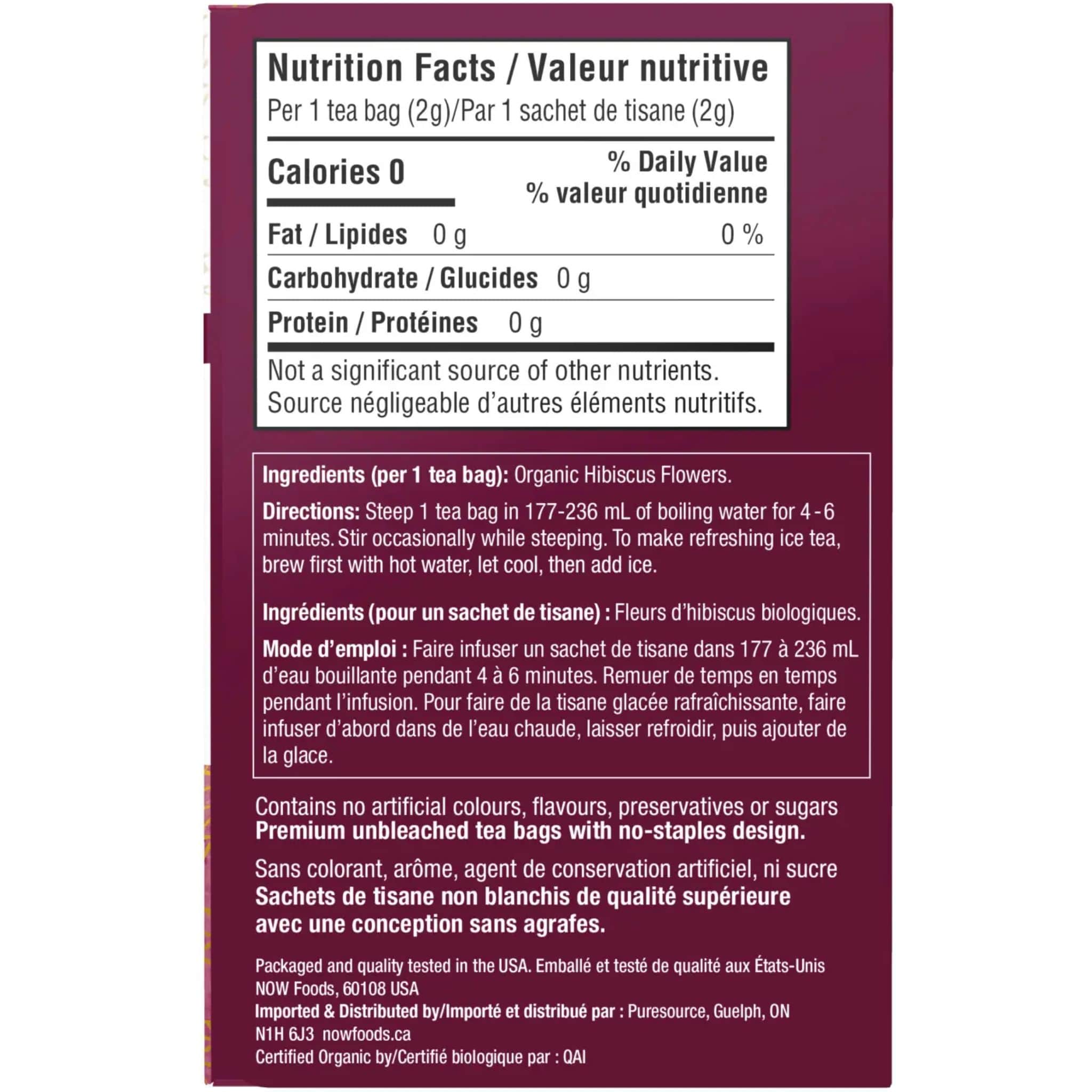 NOW Organically Heavenly Hip Hibiscus Tea, 24 Bags - Image 3