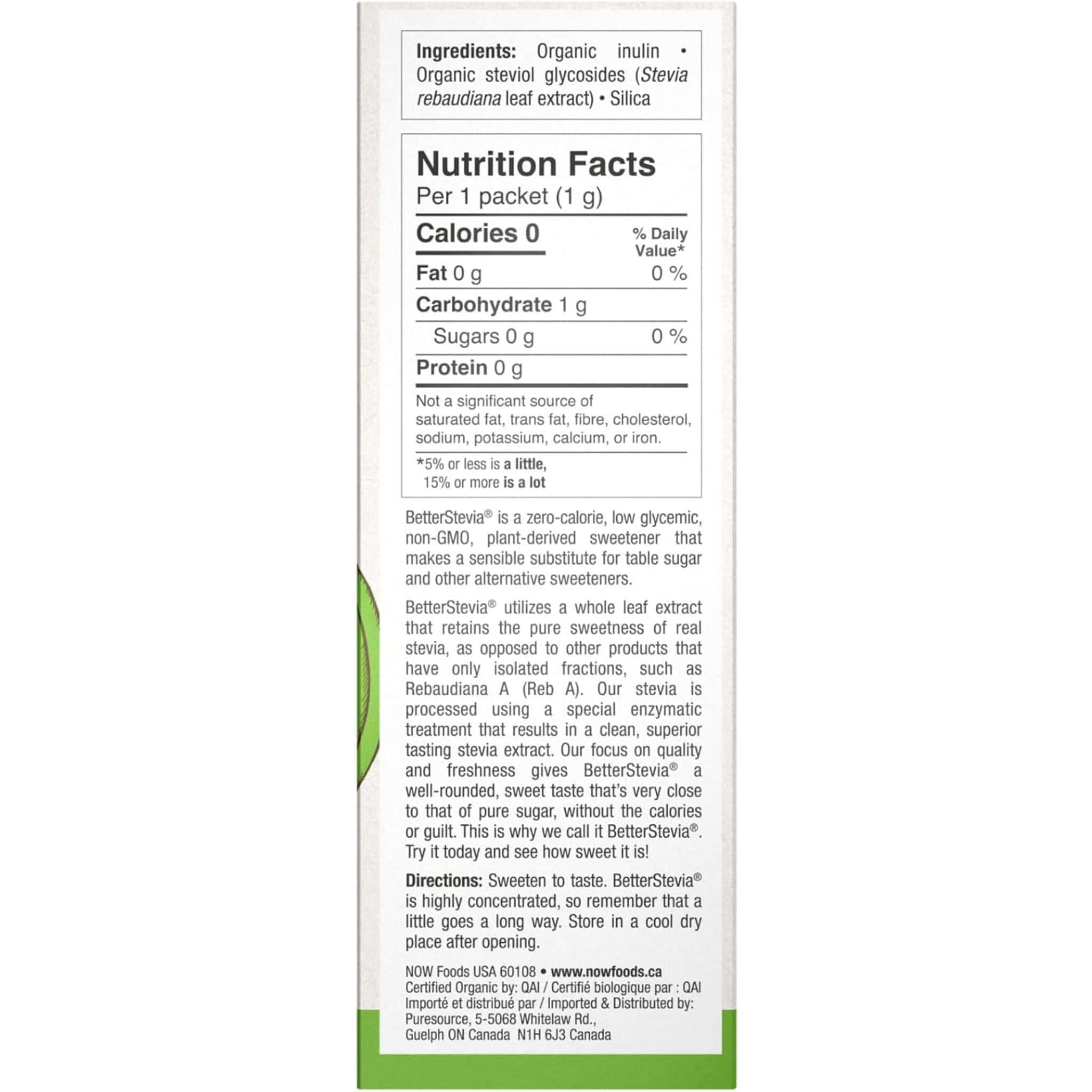 NOW Organic Stevia with Inulin, 1g x 75 Packets - Image 4