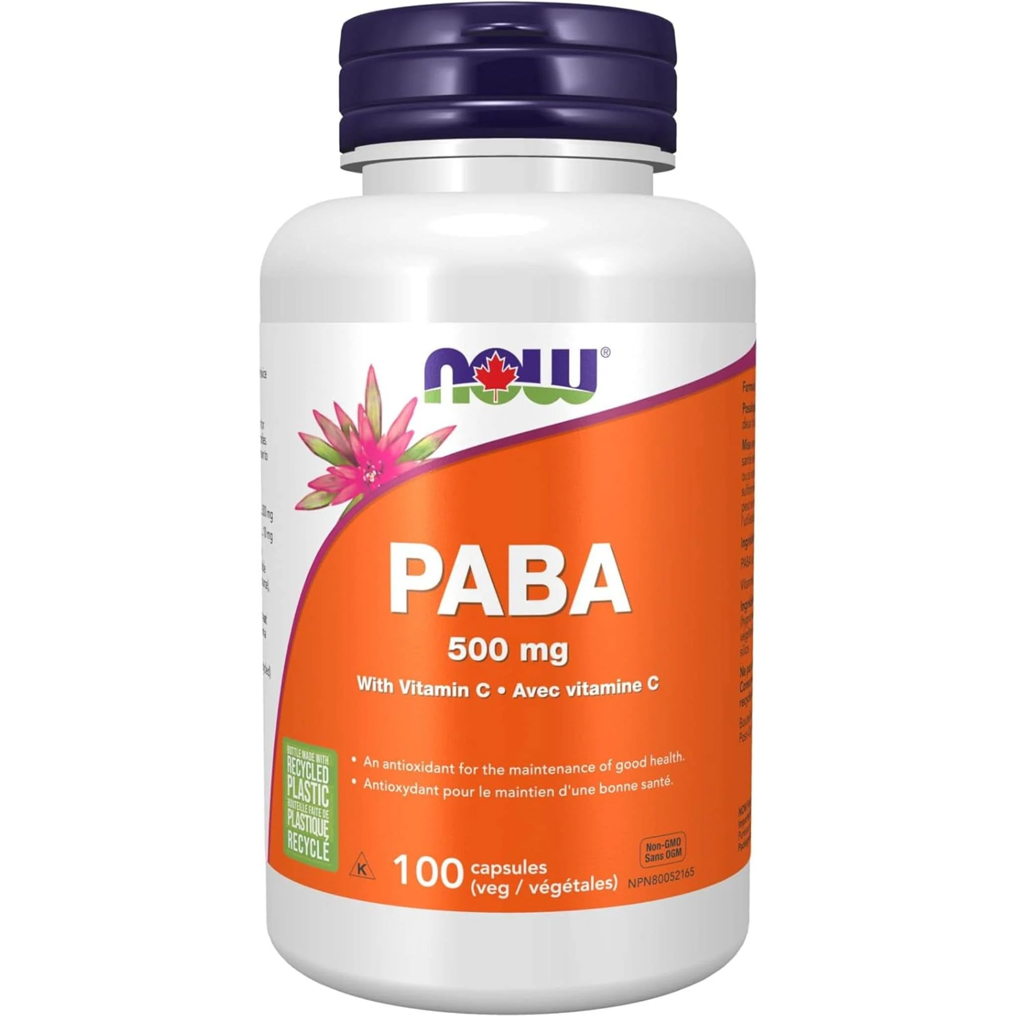 NOW PABA 500mg with Vitamin C, 100 Capsules