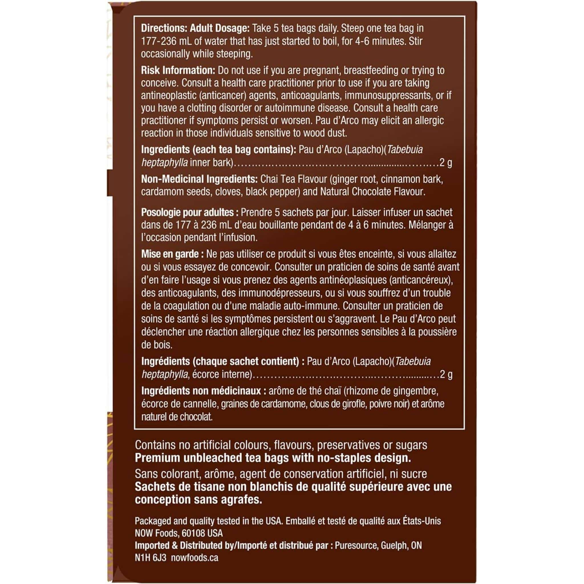NOW Pau D'arco Traditional Wellness Tea, 24 Bags - Image 3