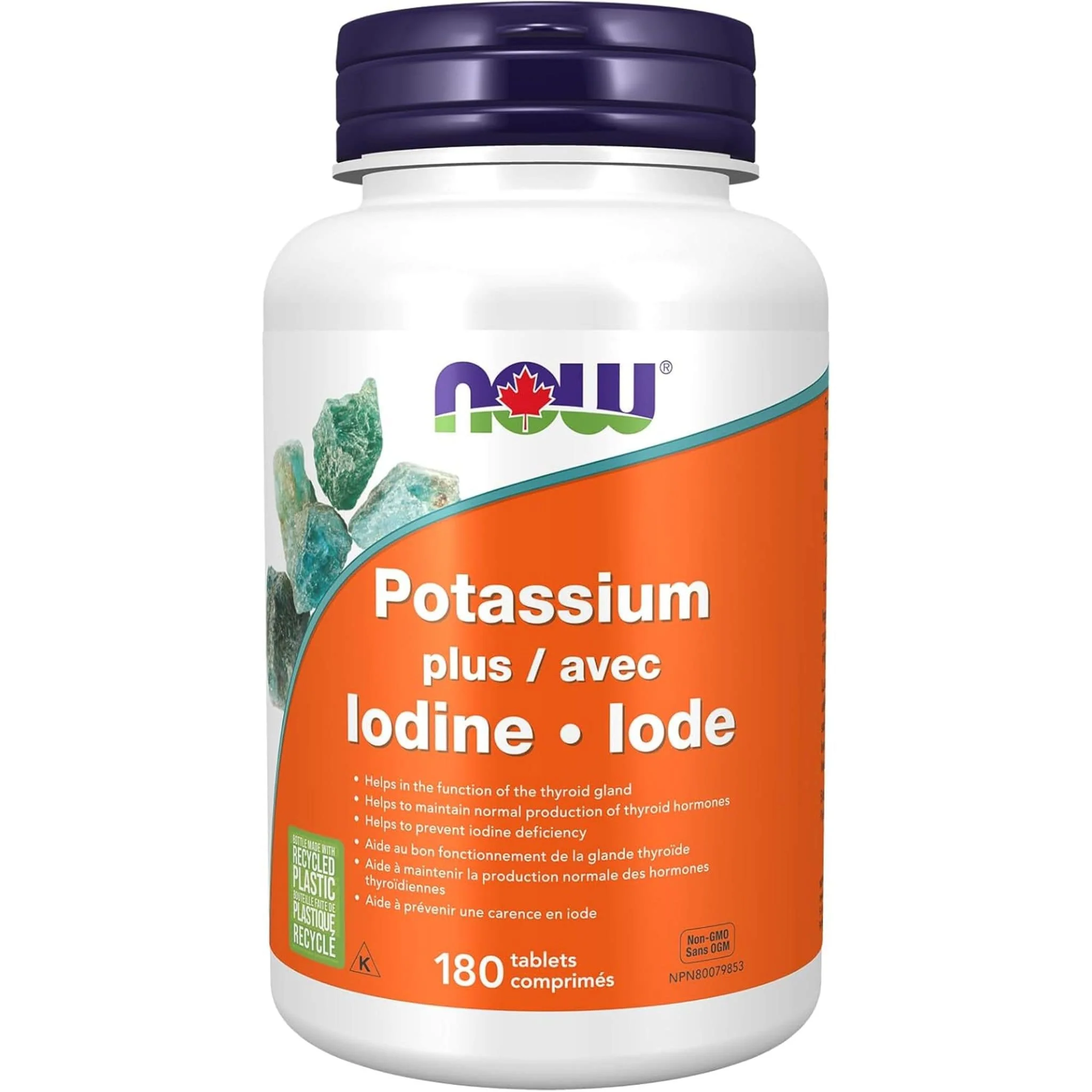 NOW Potassium Iodine Plus 225mcg, 180 Tablets - Image 2