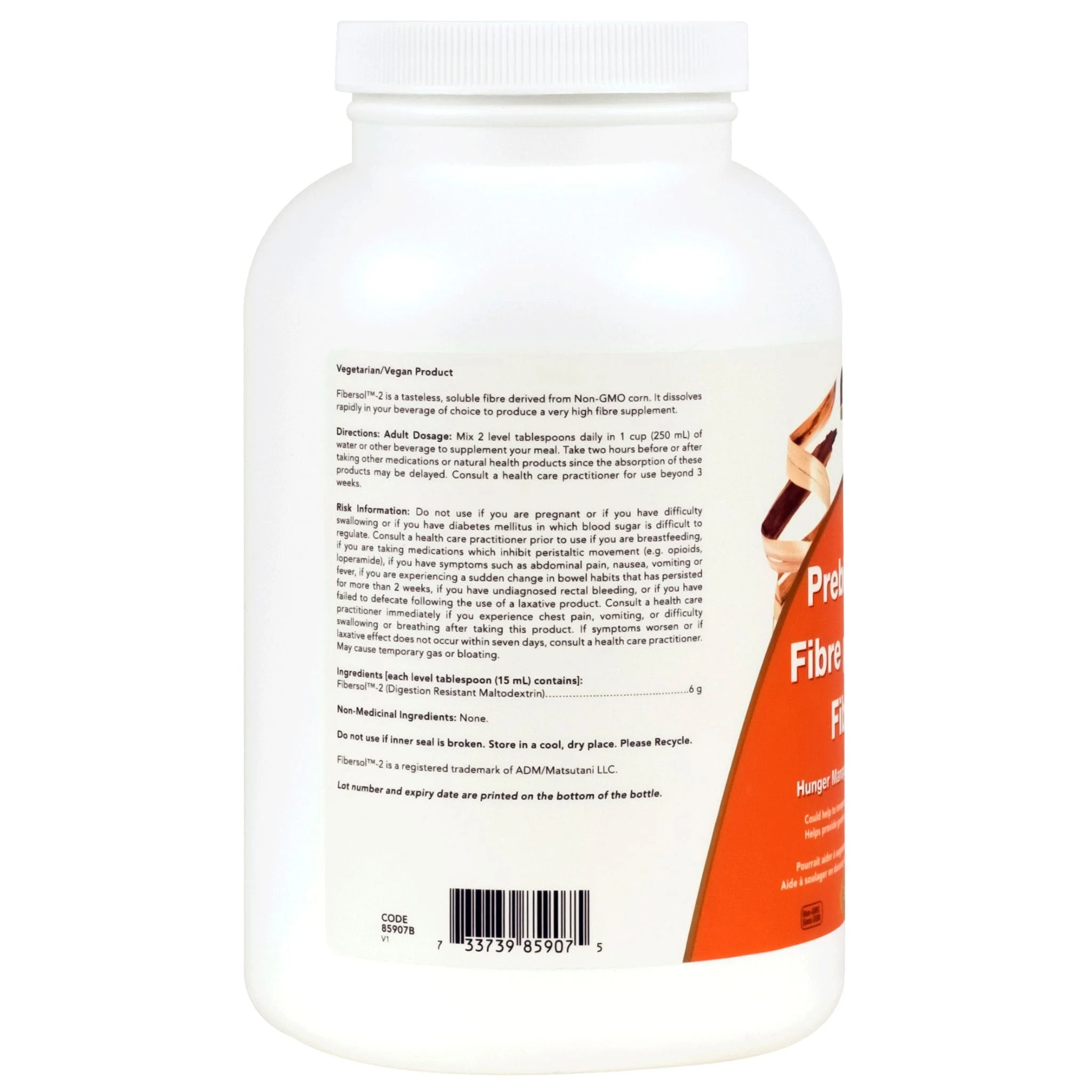 NOW Prebiotic Fibre with Fibersol-2 Hunger Management Powder, 340g - Image 3