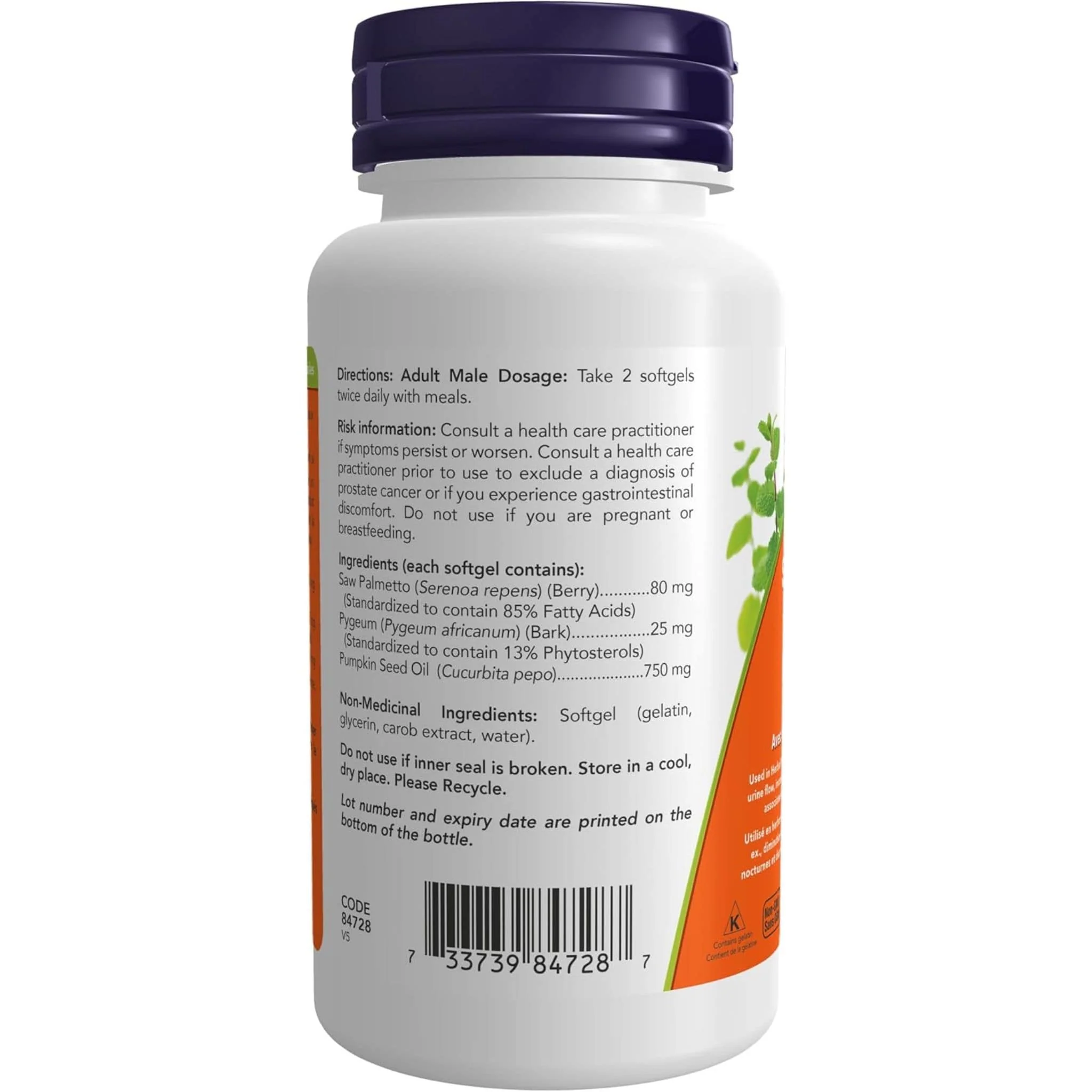 NOW Pygeum & Saw Palmetto, 60 Softgels - Image 2