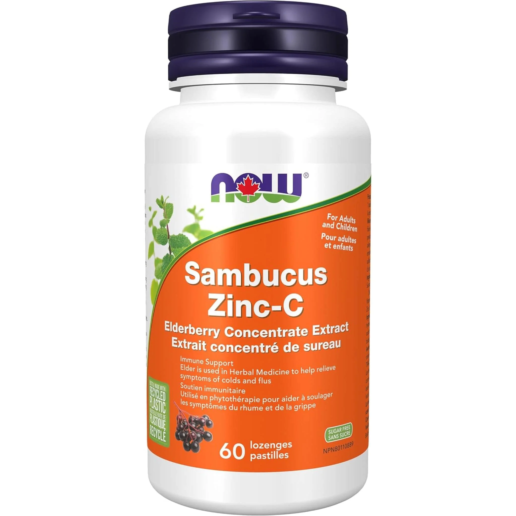NOW Sambucus Zinc-C, Elderberry Zinc and Vitamin C Lozenges, 60 Lozenges