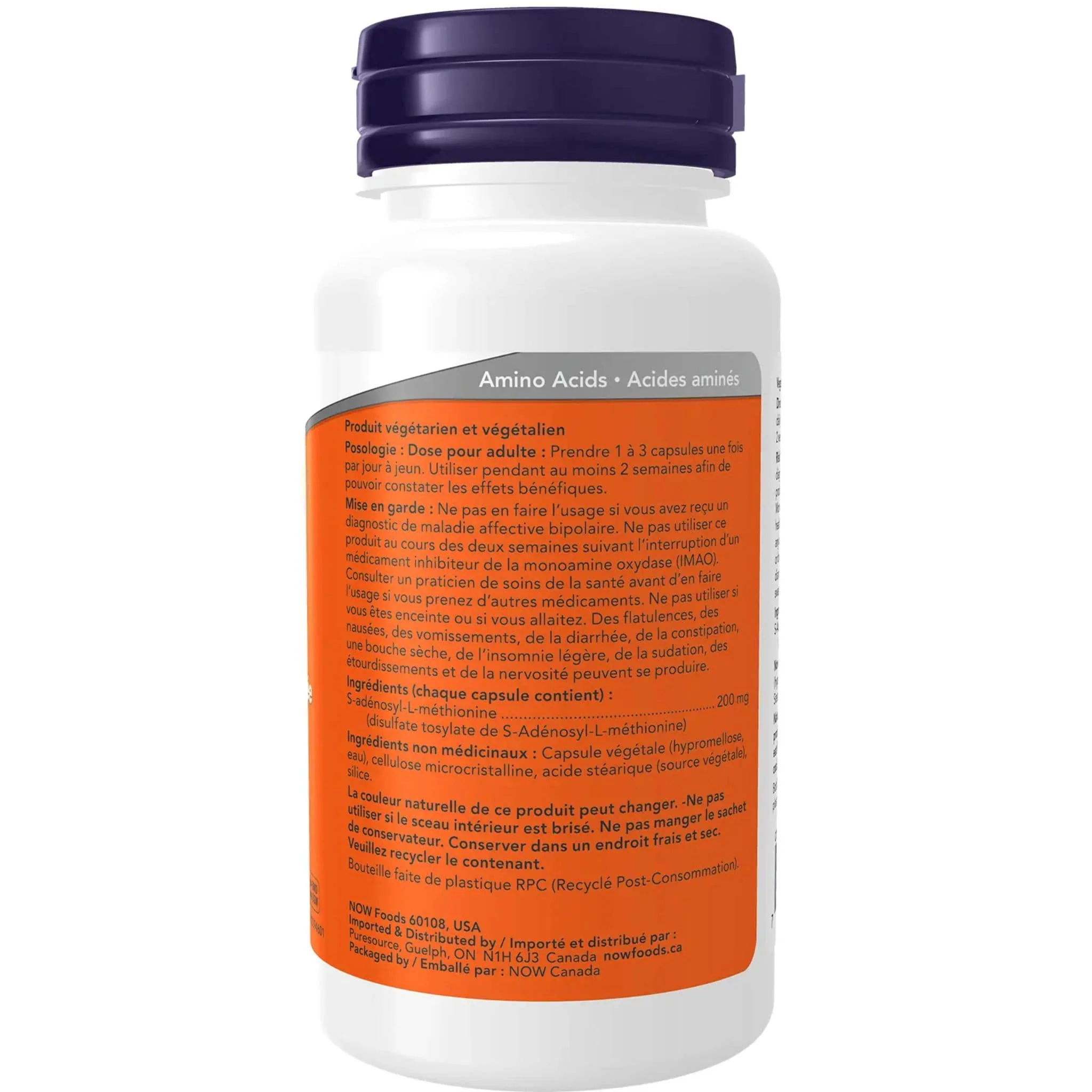 NOW SAMe 200mg, Stabilized, 60 Vegetable Capsules - Image 3