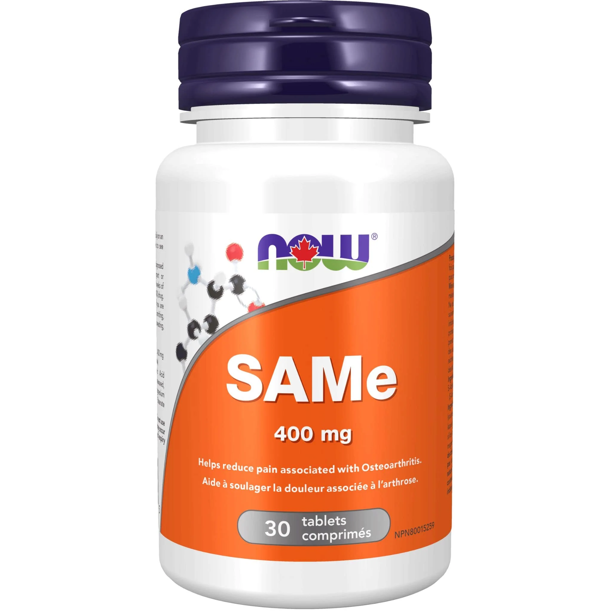 NOW SAMe 400mg, Elemental Enteric Coated, 30 Tablets - Image 2