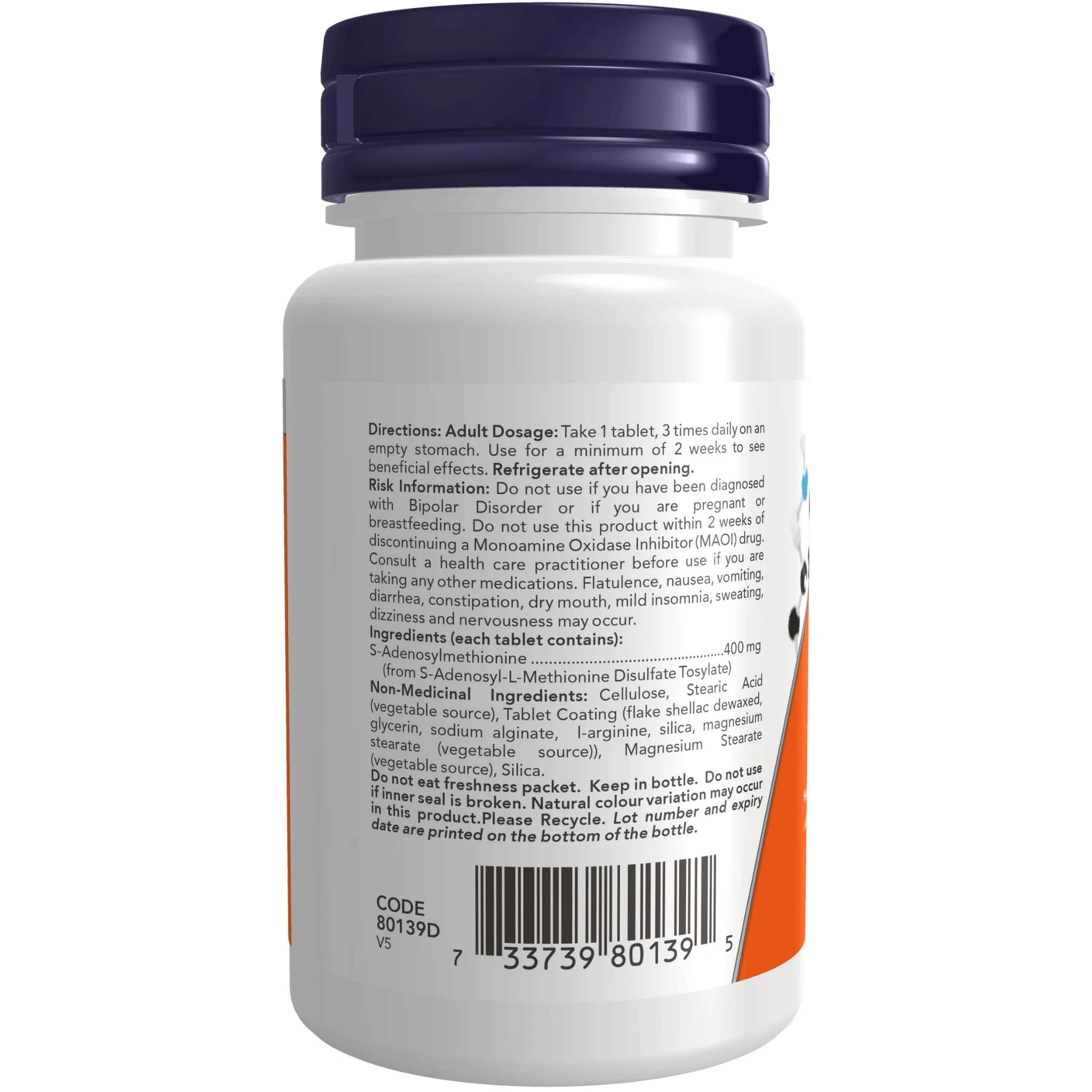 NOW SAMe 400mg, Elemental Enteric Coated, 30 Tablets - Image 4
