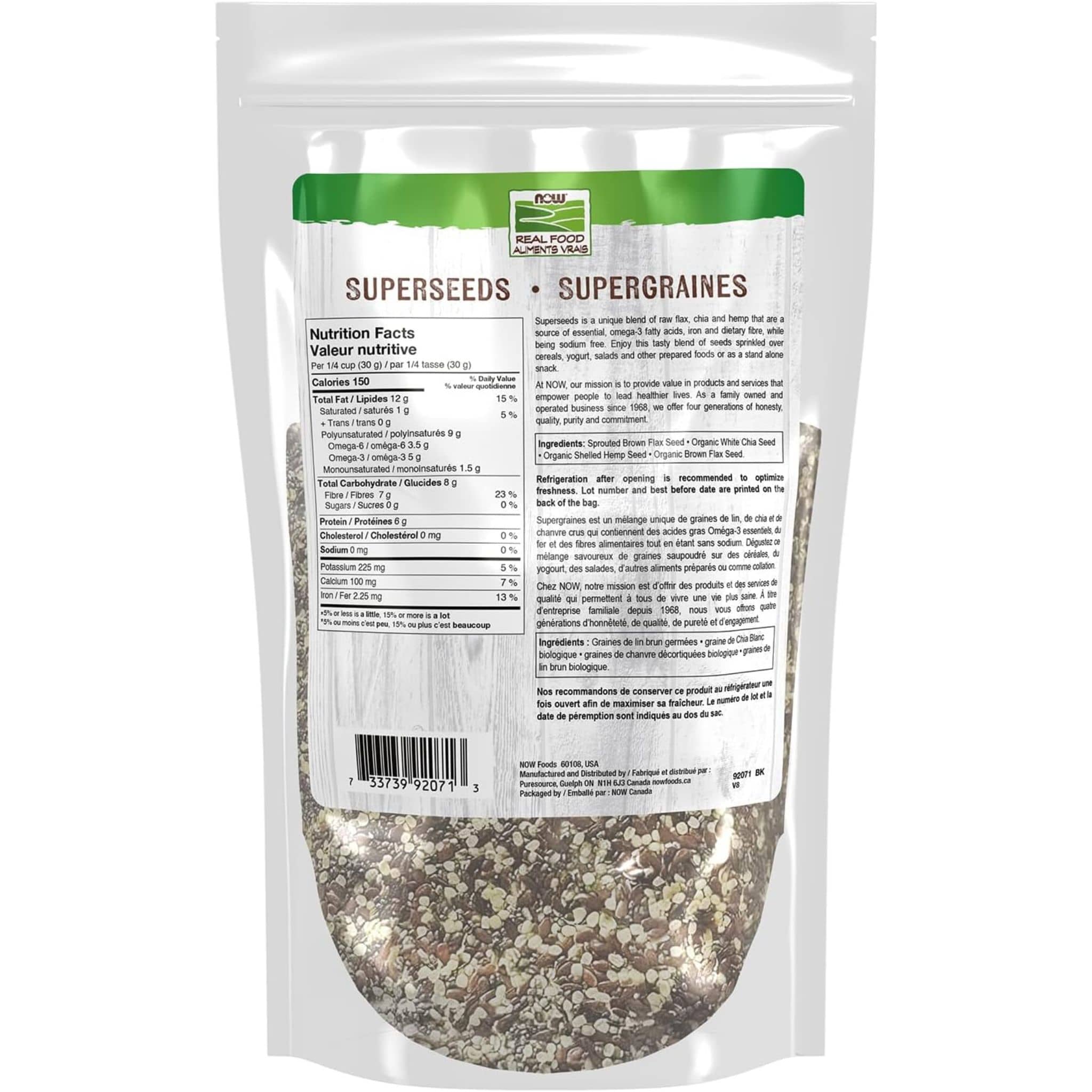 NOW Superseeds, Flax/Chia/Hemp, 350g - Image 2