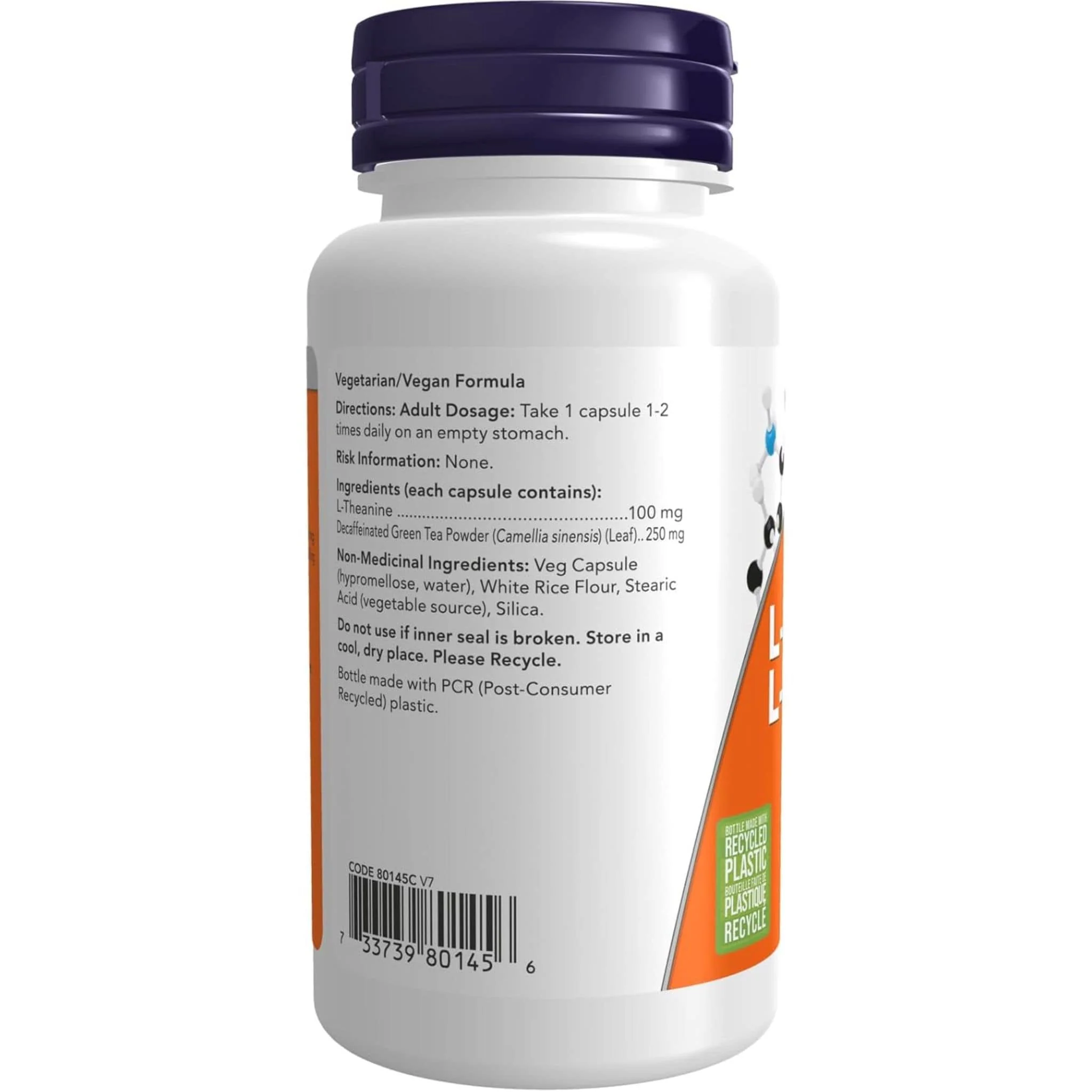 NOW L-Theanine, 100mg, 90 VCapsules - Image 3