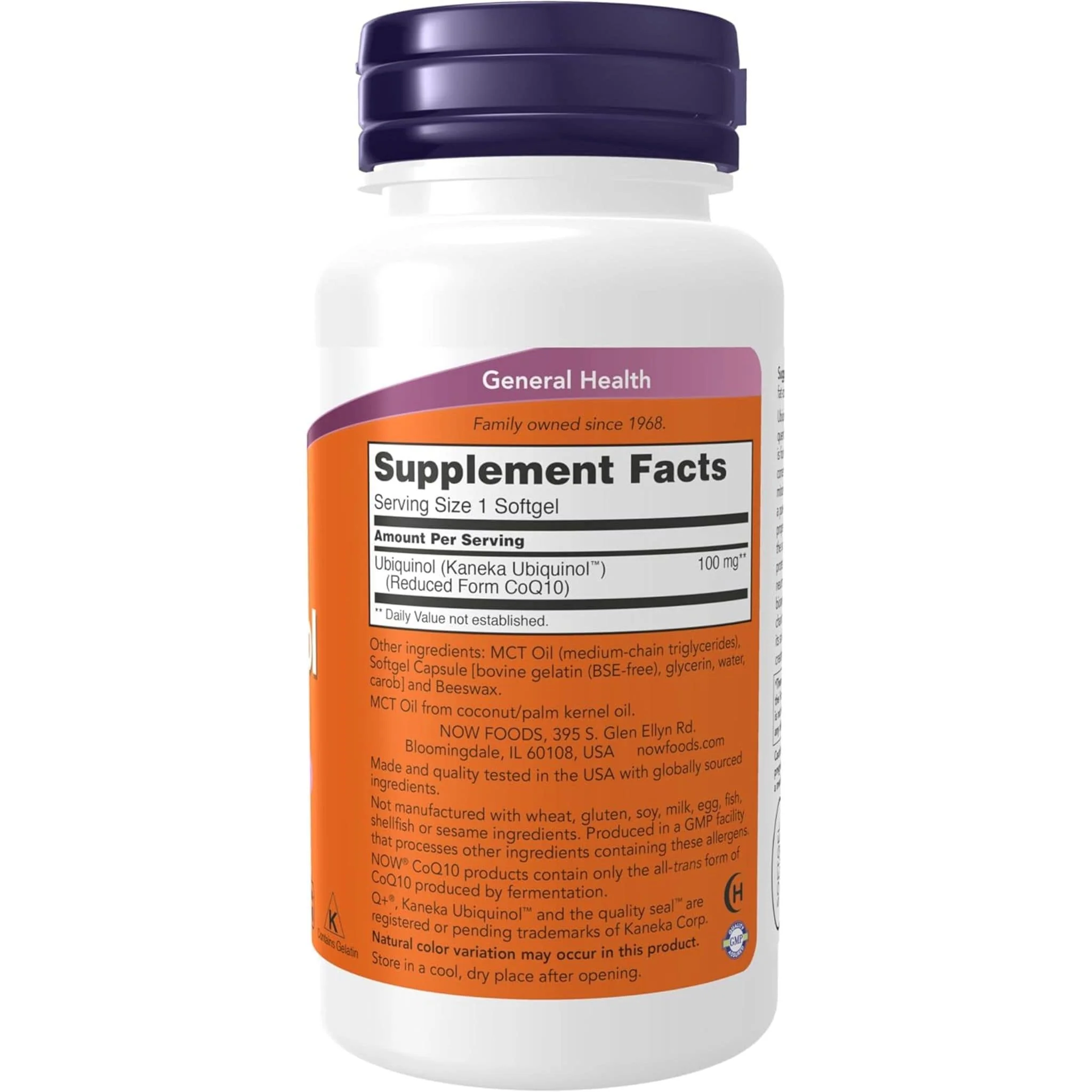 NOW Ubiquinol 100mg, 60 Softgels - Image 3