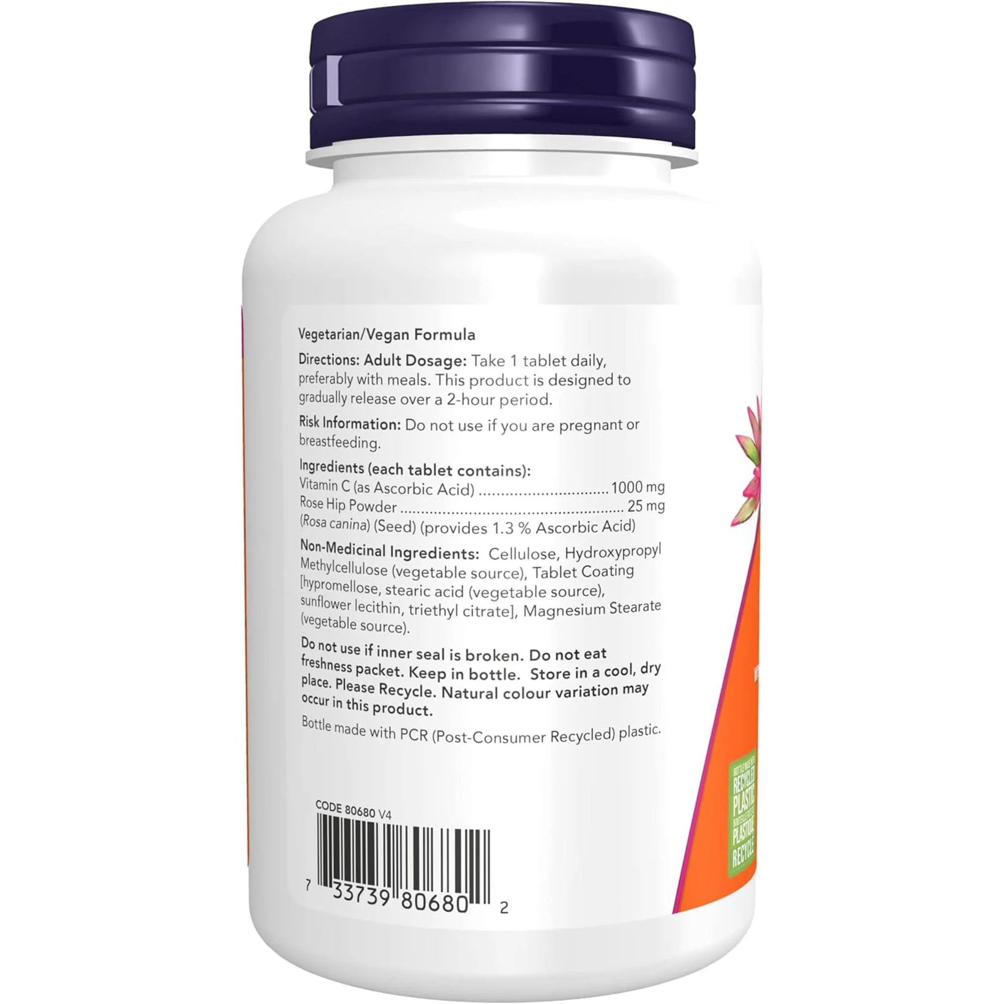 NOW C-1000 Sustained Release (1000mg Vitamin C), Citrus Free - Image 3