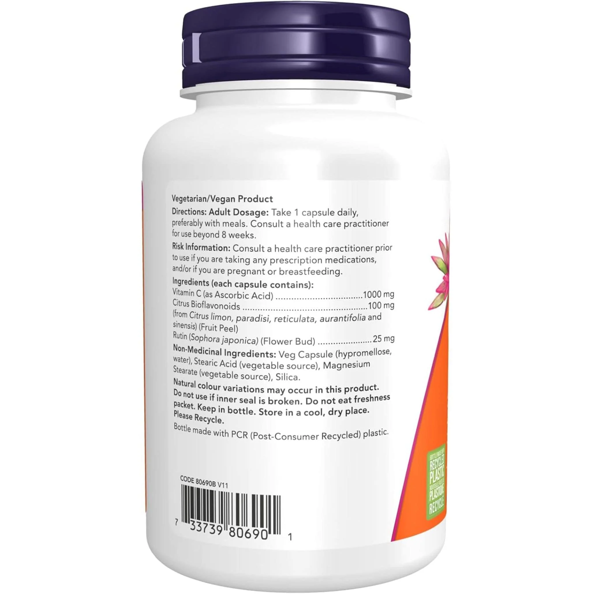 NOW C-1000 Vitamin C 1000mg Capsules with Bioflavonoids - Image 2