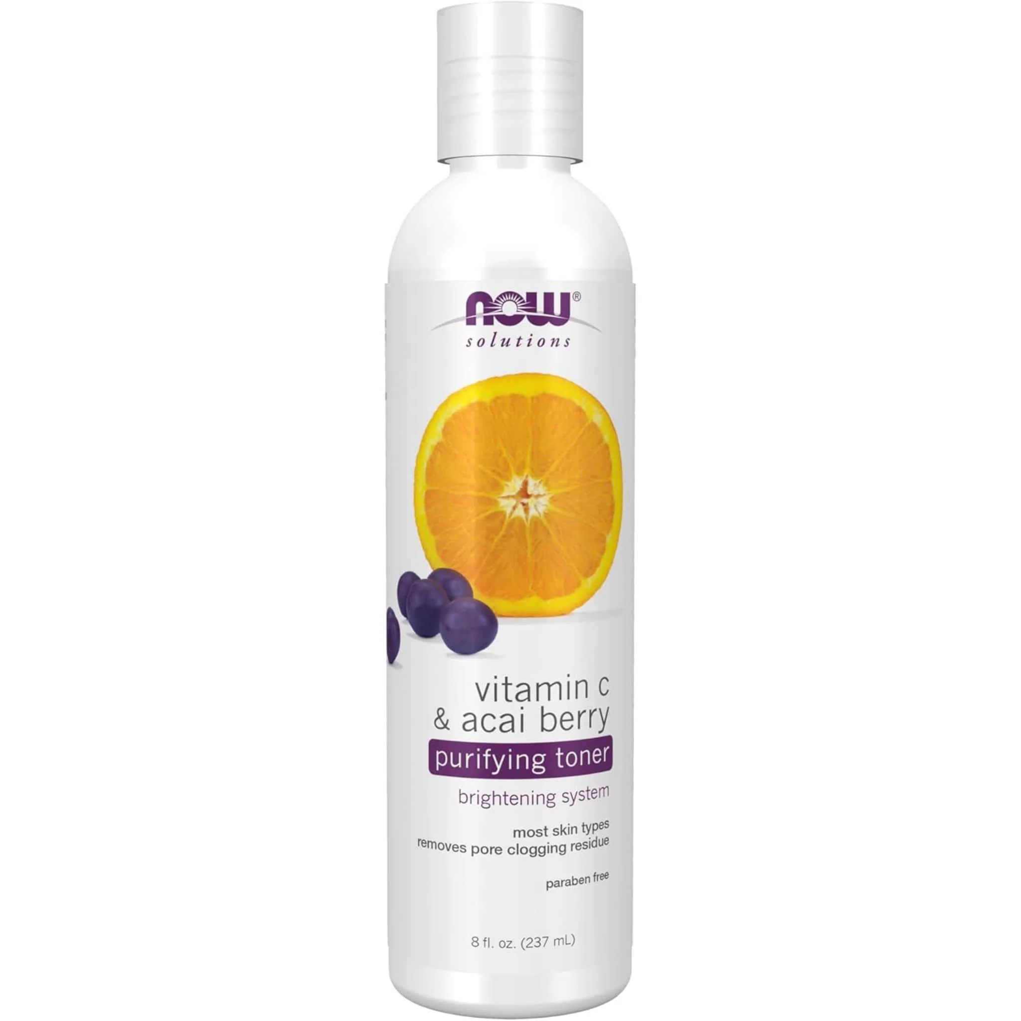 NOW Vitamin C & Acai Purifying Toner, Paraben Free, 237g