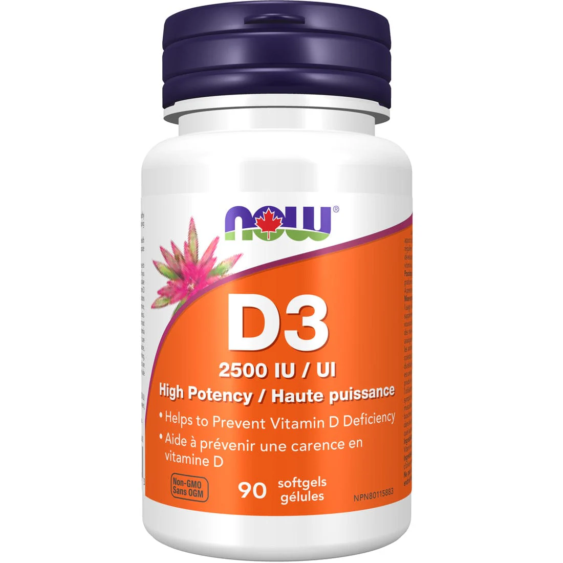 NOW Vitamin D3 2,500IU Softgels - Image 2