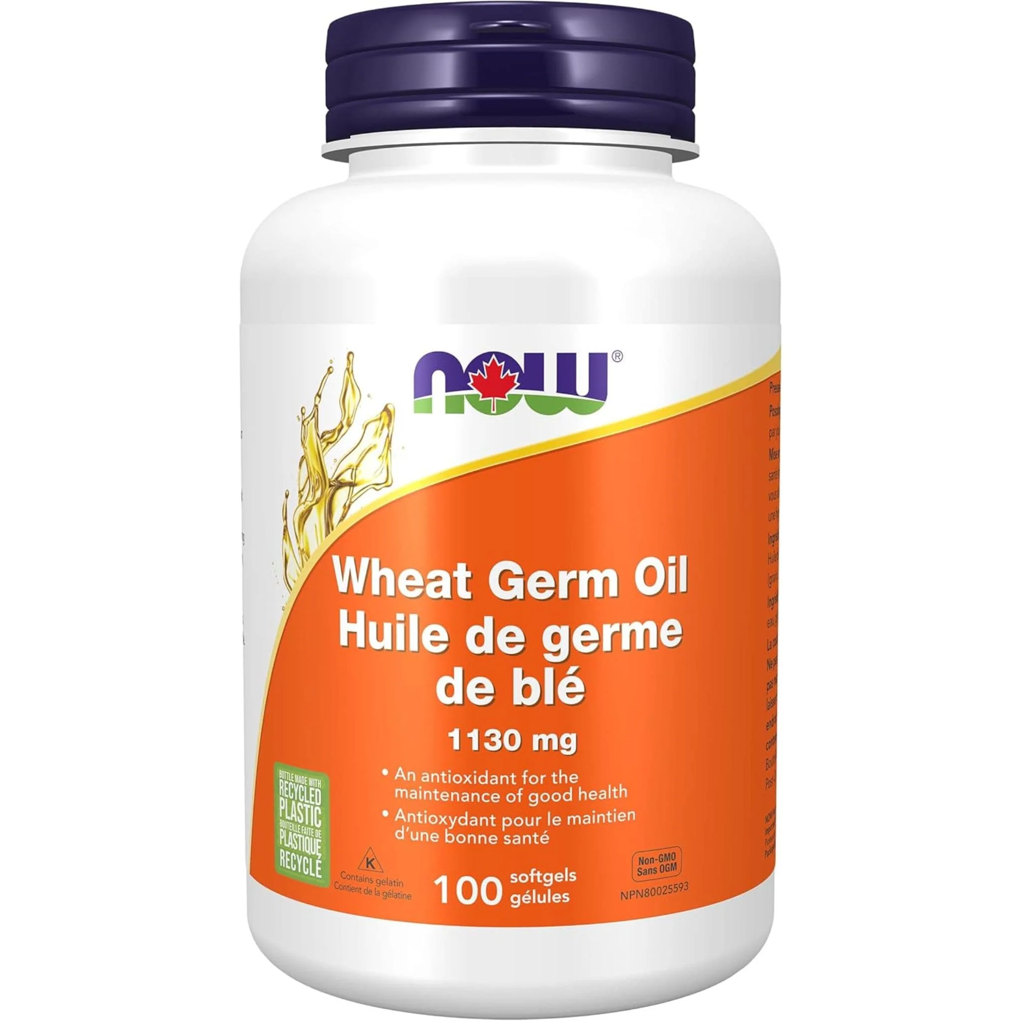 NOW Wheat Germ Oil, 20 Minum, 100 Softgels