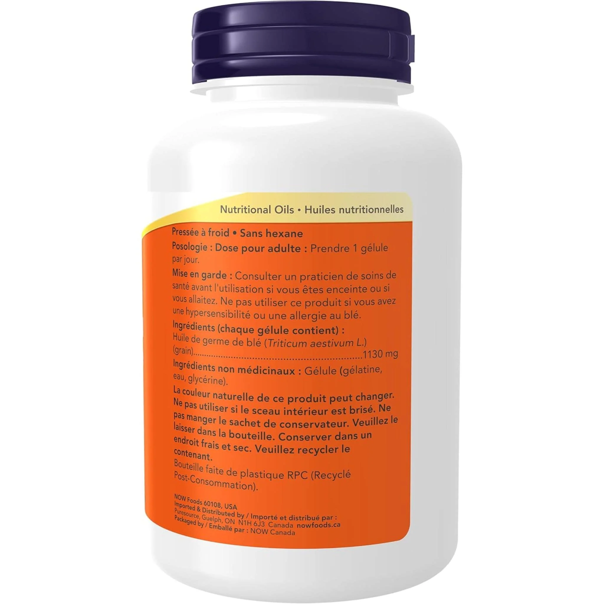 NOW Wheat Germ Oil, 20 Minum, 100 Softgels - Image 3